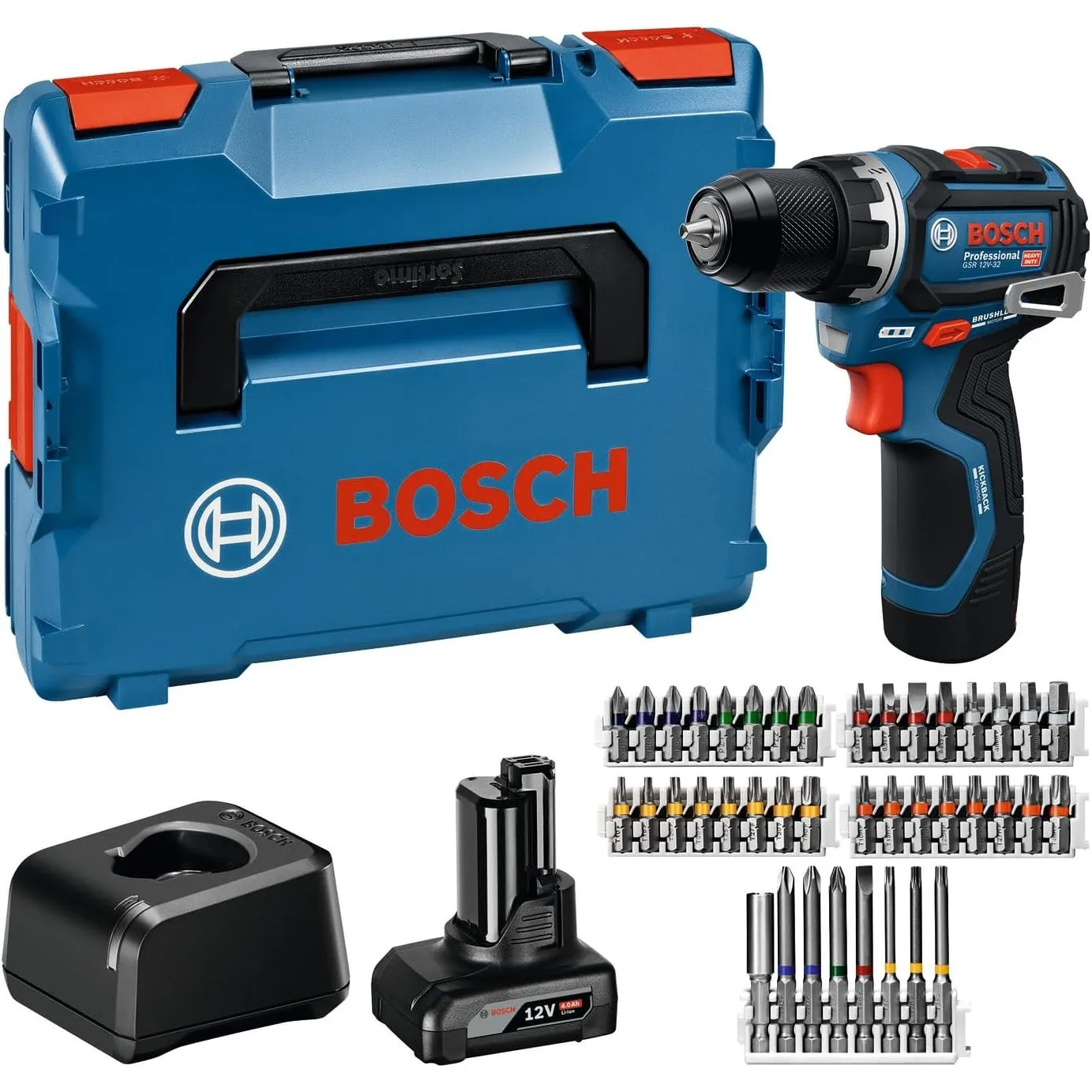 BOSCH Professional 12V System Akku-Bohrschrauber GSR 12V-32 (Advanced KickBack Control, bürstenloser Motor, inkl. 2,0-A…