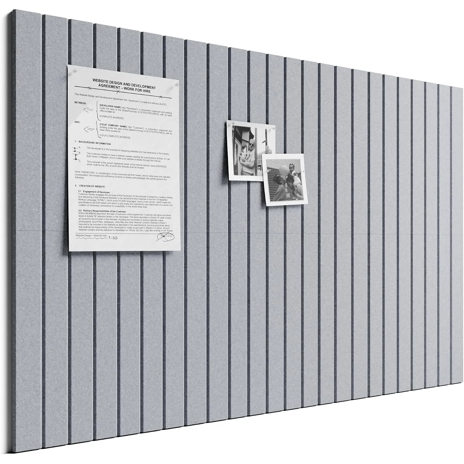 Bumusty Große Filz Pinnwand 90 x 60 cm, 6er-Pack, Light Grey