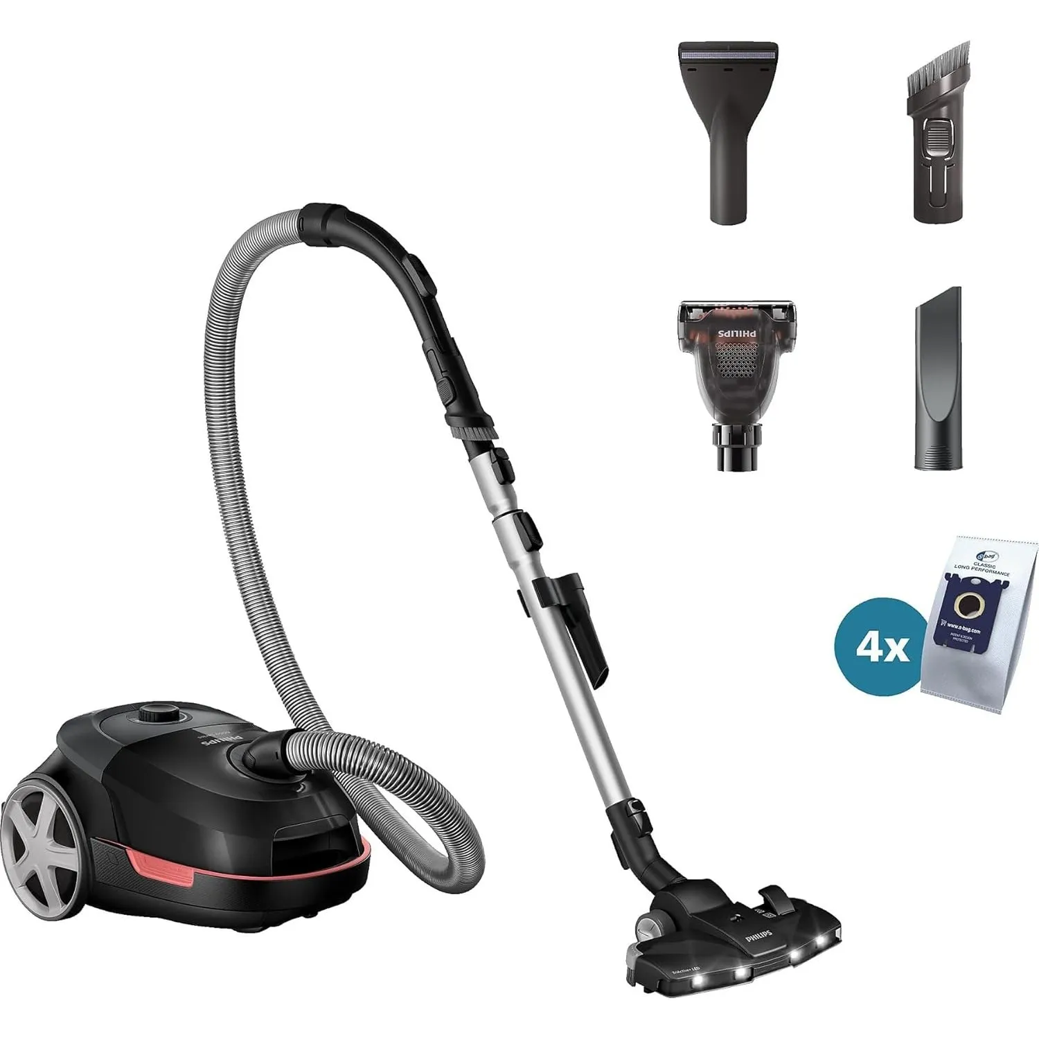 PHILIPS Beutelstaubsauger 6000 Serie, Schwarz, 900 W