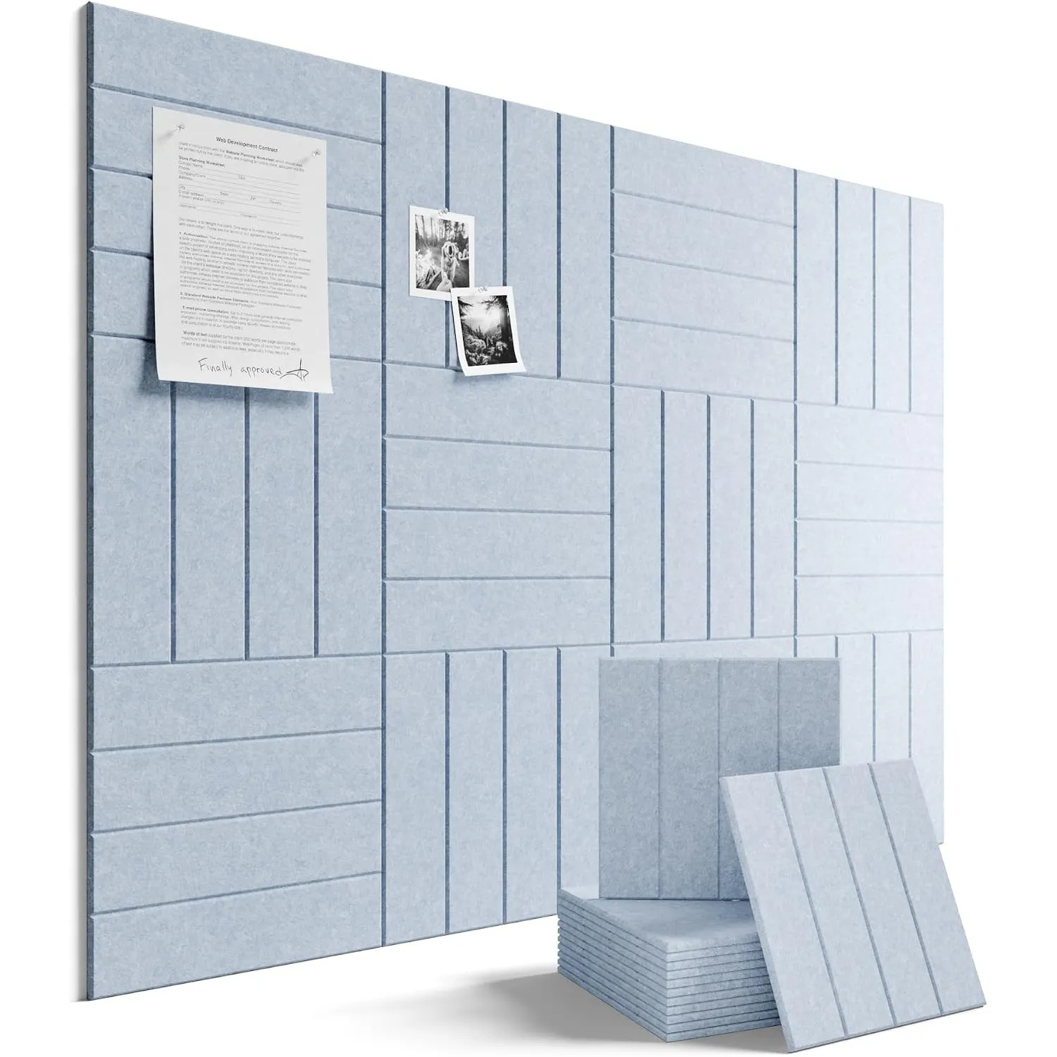 Bumusty Große Filz Pinnwand 120 x 90 cm, 12er-Pack, Light Grey