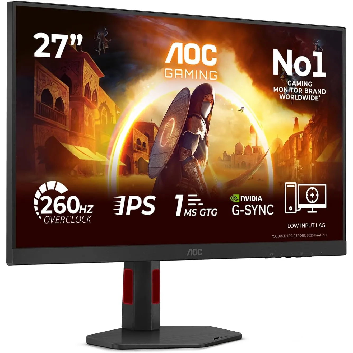 AOC 27G4ZR 27 Zoll FHD Gaming Monitor, 260Hz, Fast IPS Panel, 1ms GtG, HDR10, G-Sync Compatible, Höhenverstellung,(1920…