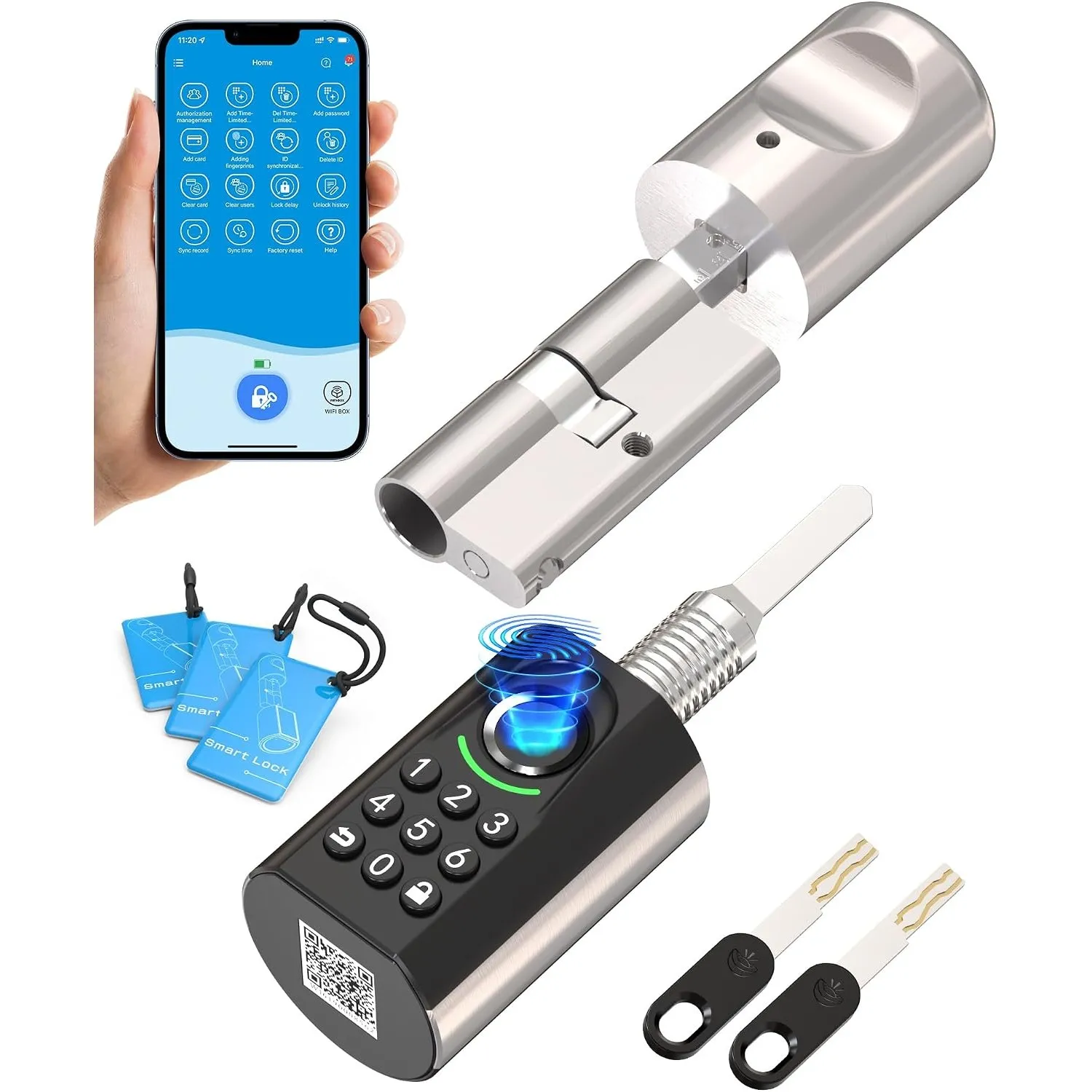 WELOCK ToucA71 Smartes Türschloss Fingerabdruck für EU-Profil Türen | Smartes Türschloss mit Fingerabdruck Passcode, RF…