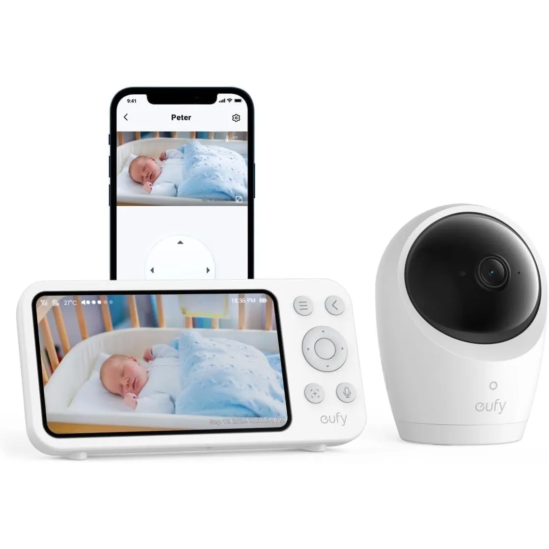 Anker eufy Babyphone mit Kamera E20, Überwachungskamera Außen, 4× Zoom