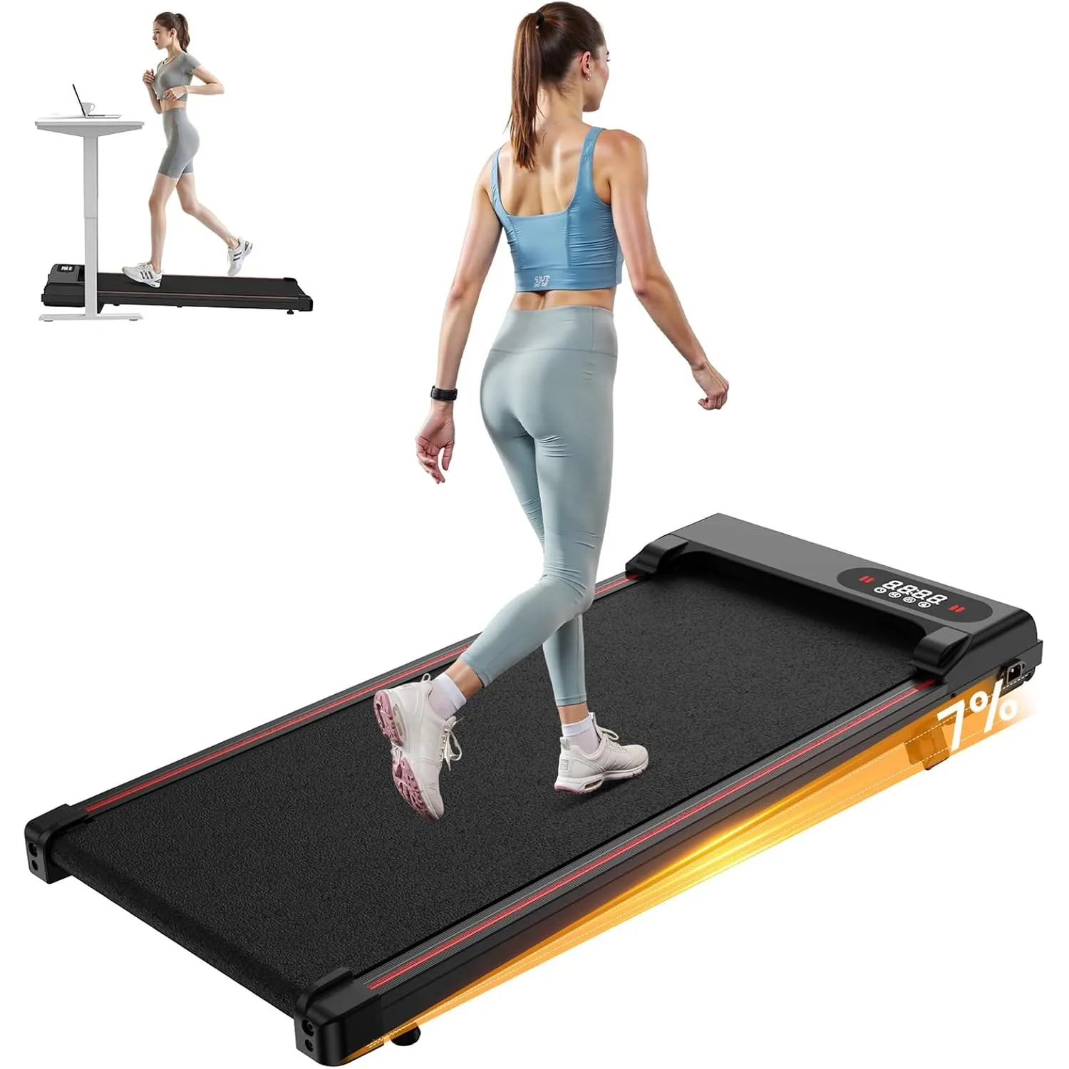 HomeFitnessCode Laufband mit Neigung für Zuhause - Walking Pad Elektrisch | Laufpad mit Steigung Treadmill 130KG Gehban…