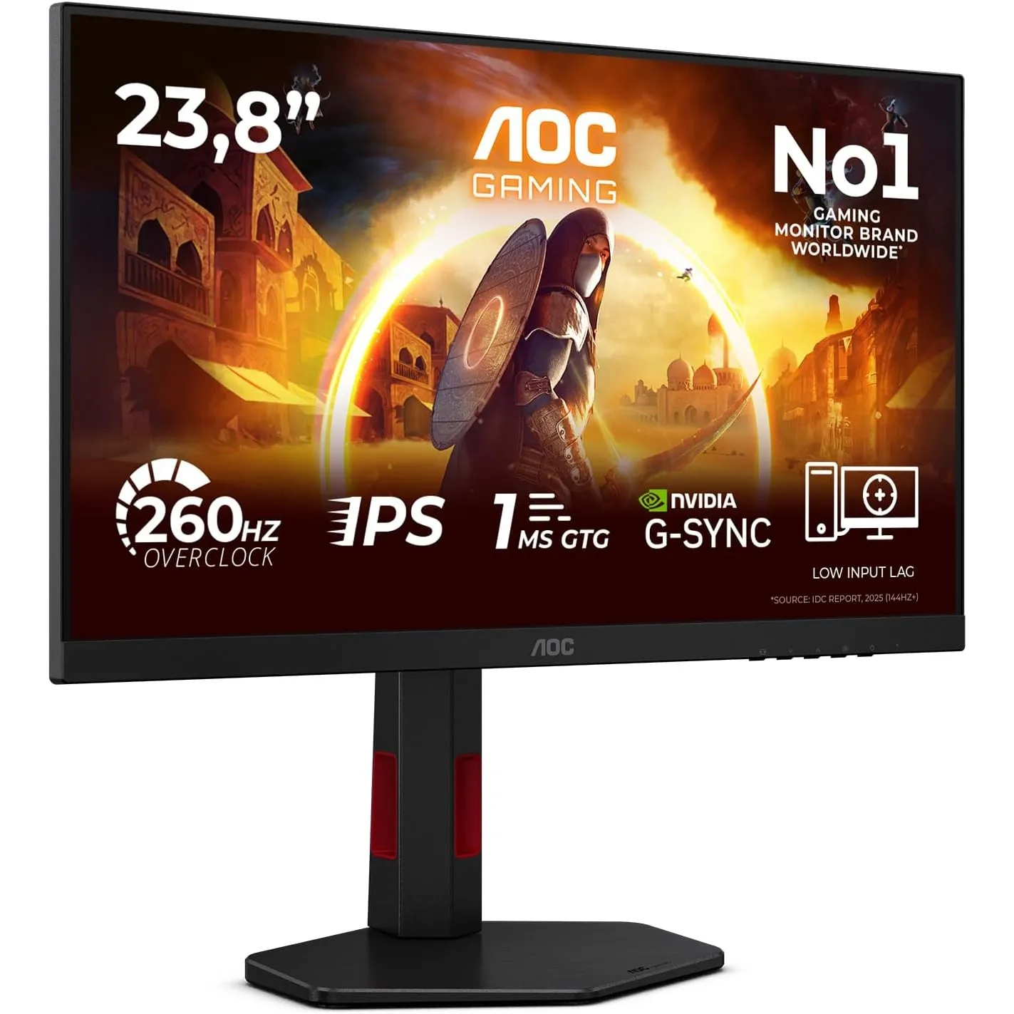 AOC 24G4ZR 24 Zoll FHD Gaming Monitor, 260Hz, Fast IPS Panel, 1ms GtG, HDR10, G-Sync Compatible, Höhenverstellung,(1920…