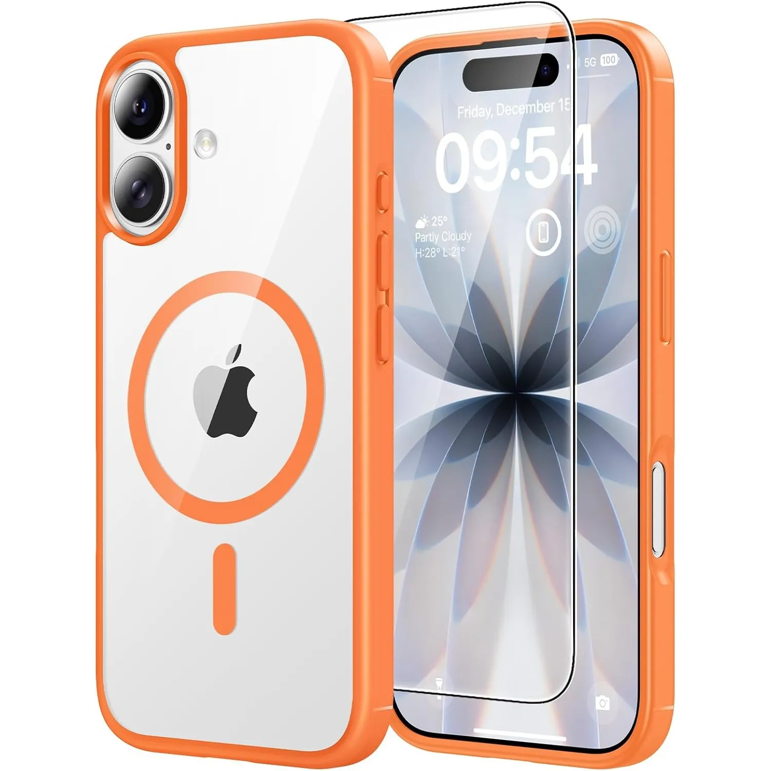 TAURI für iPhone 17 Hülle 6,3" mit Schutzfolie - Cosmic Orange