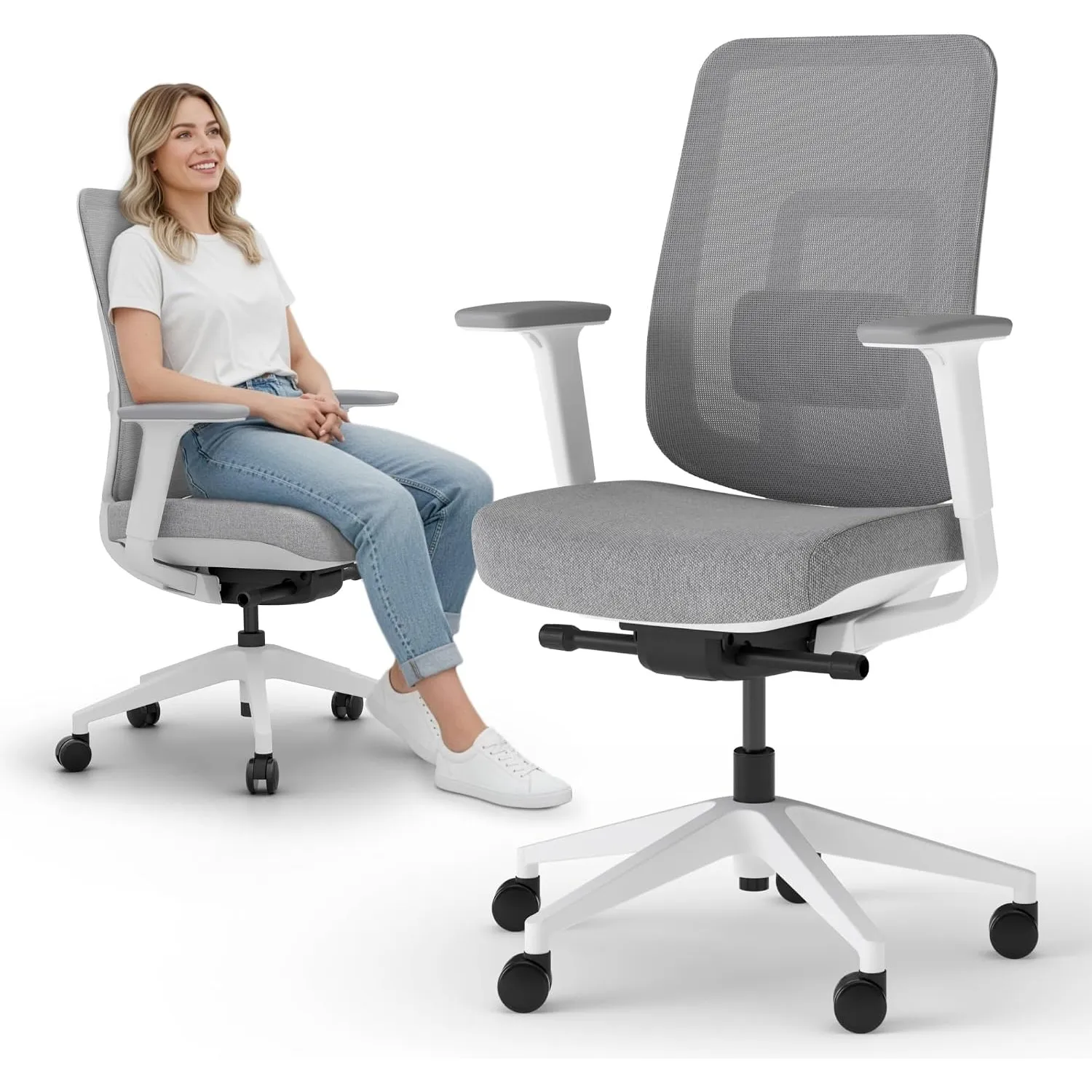 Ergotopia PureBack ergonomischer Bürostuhl – Schreibtischstuhl ergonomisch mit 4D-Armlehnen & Synchronmechanik – Bürost…