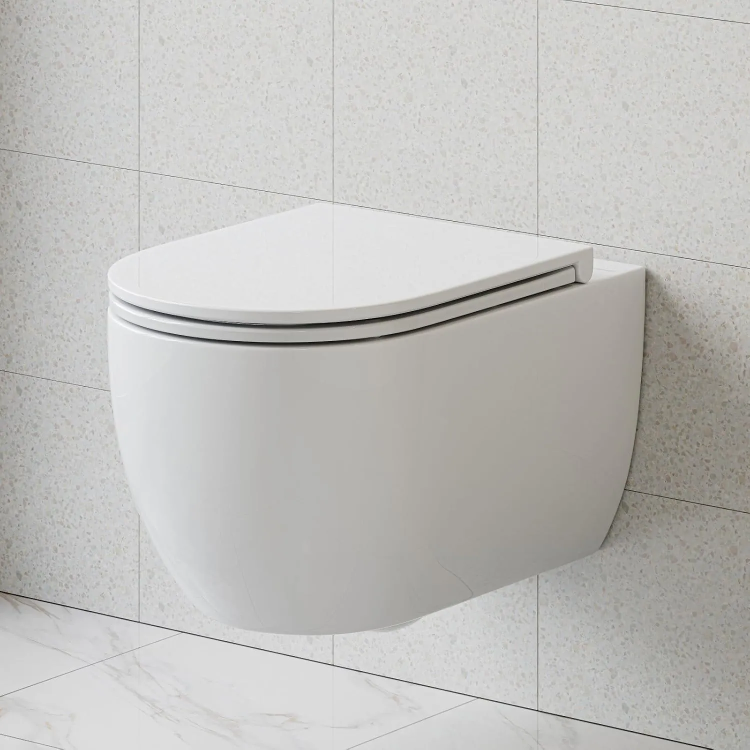 HOROW Hänge WC Spülrandlos Nano-Keramik Wand WC Wassersparendes Toilette