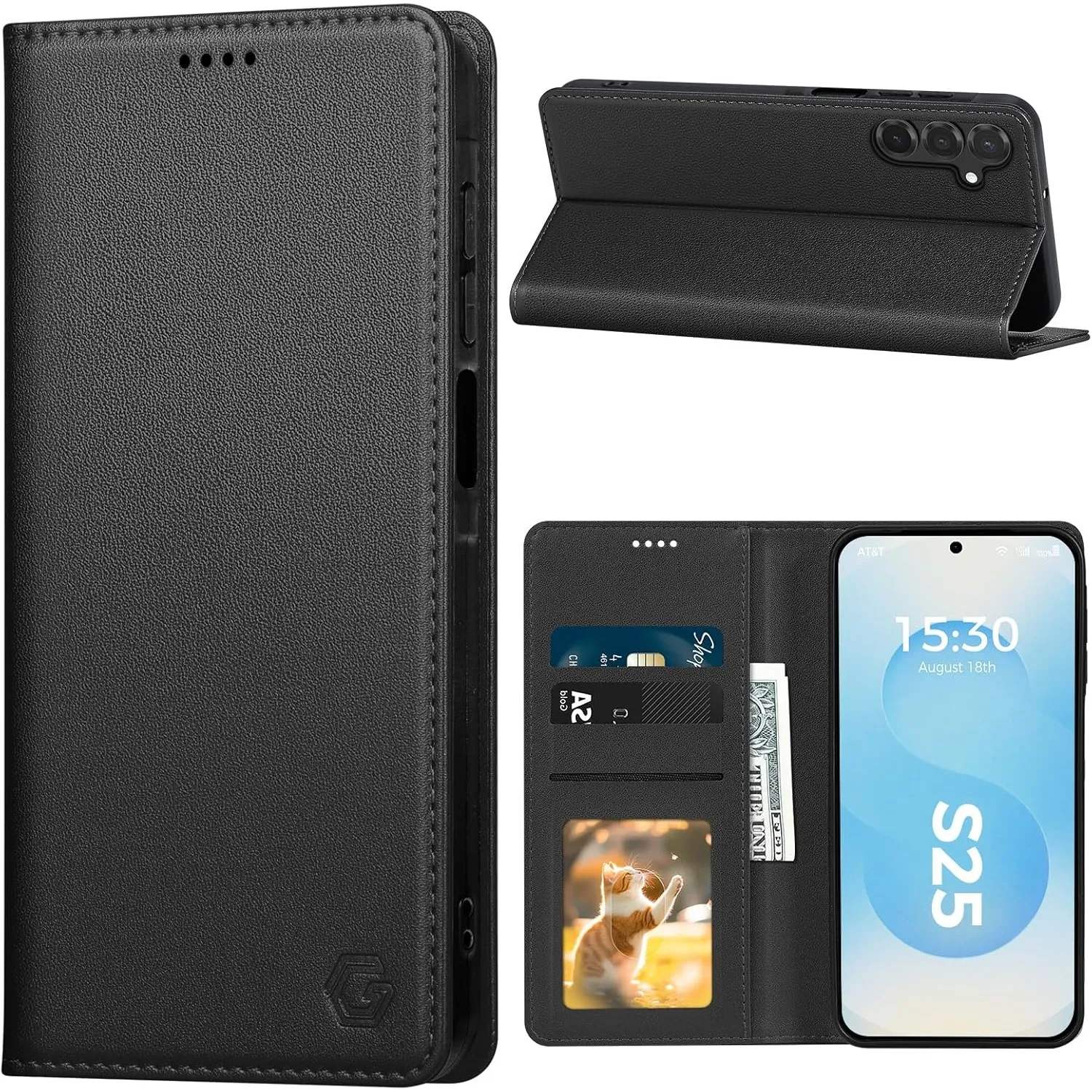Handyhülle für Samsung Galaxy S25 5G Hülle, Kartenfach Premium PU Leder Klapphülle Schutzhülle, Standfunktion Tasche Fl…