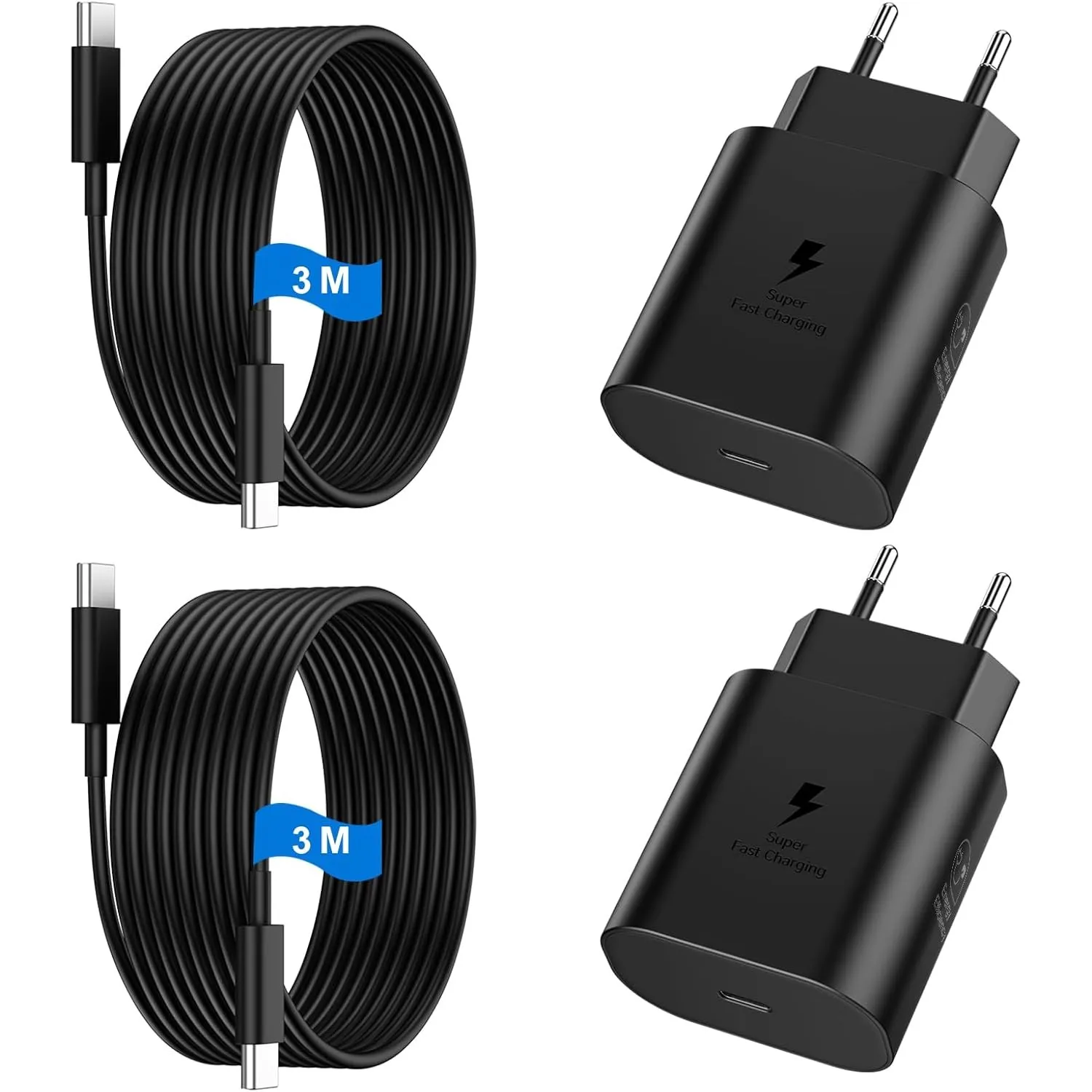 USB C Ladegerät 2er-Pack 25W Schnellladegerät Netzteil Ladekabel Type C Schnellladekabel Handy Stecker Adapter für Sams…
