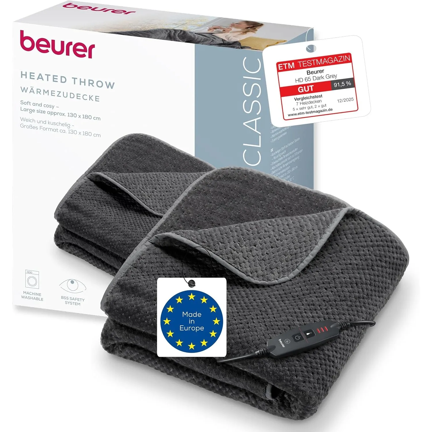 Beurer HD 65 Heizdecke, leichte Wärmedecke aus weichem Material