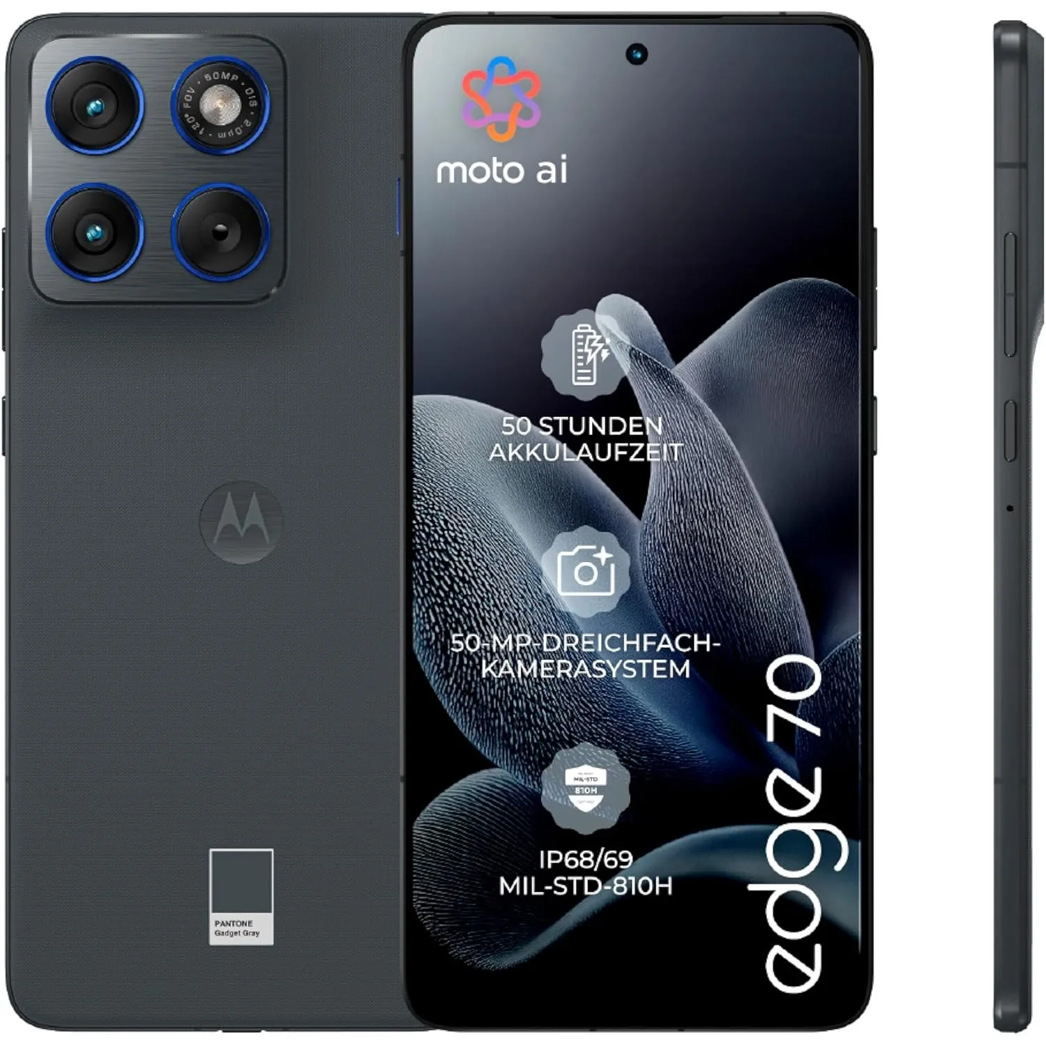Motorola Edge 70 Smartphone (Robustes 6,67"-pOLED-Display mit Gorilla Glass 7i, 50-MP-Kamera, 12-512 GB, Wasser- und hi…