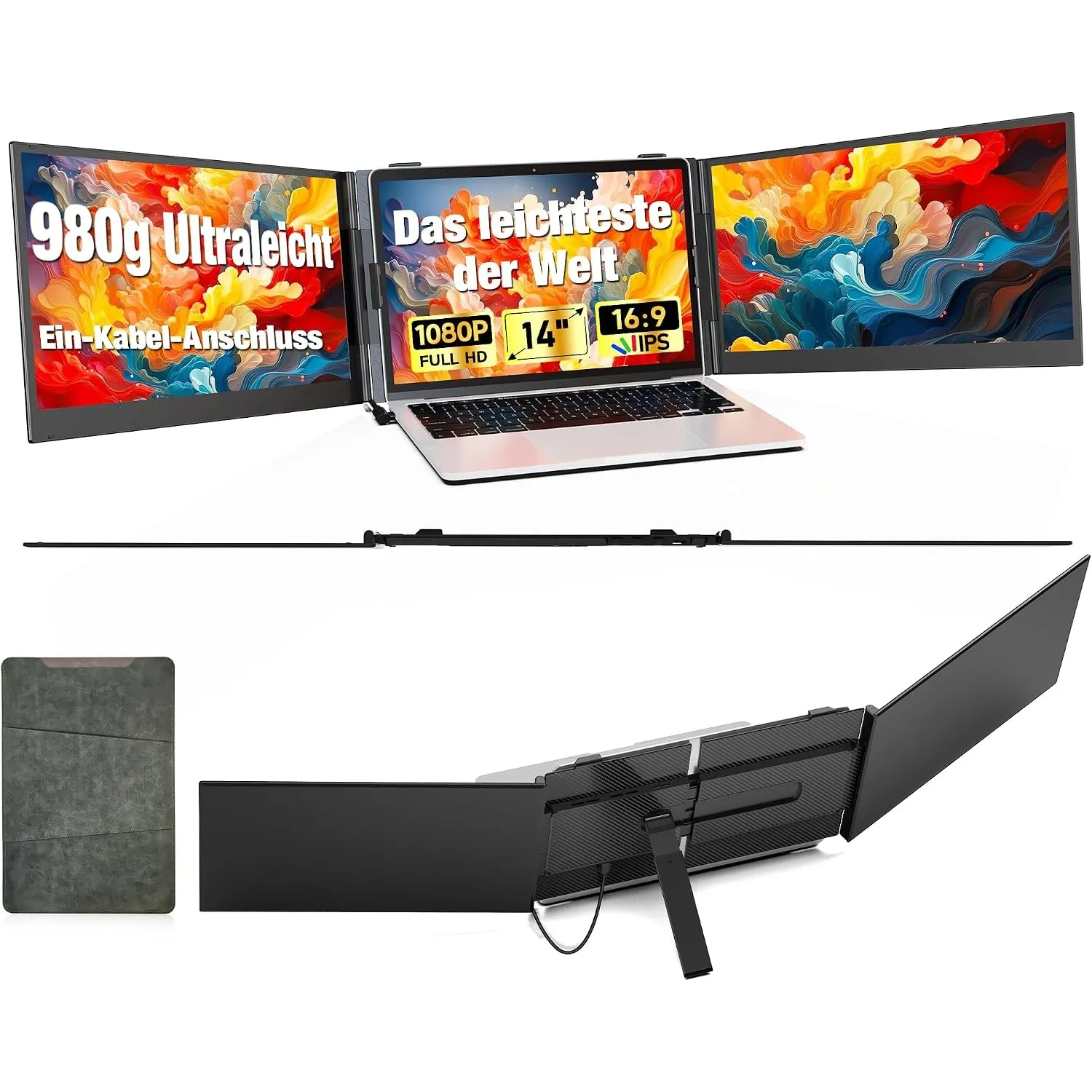 14-Zoll Laptop Monitor Erweiterung, Ein-Kabel-Anschluss, Ultra-dünn