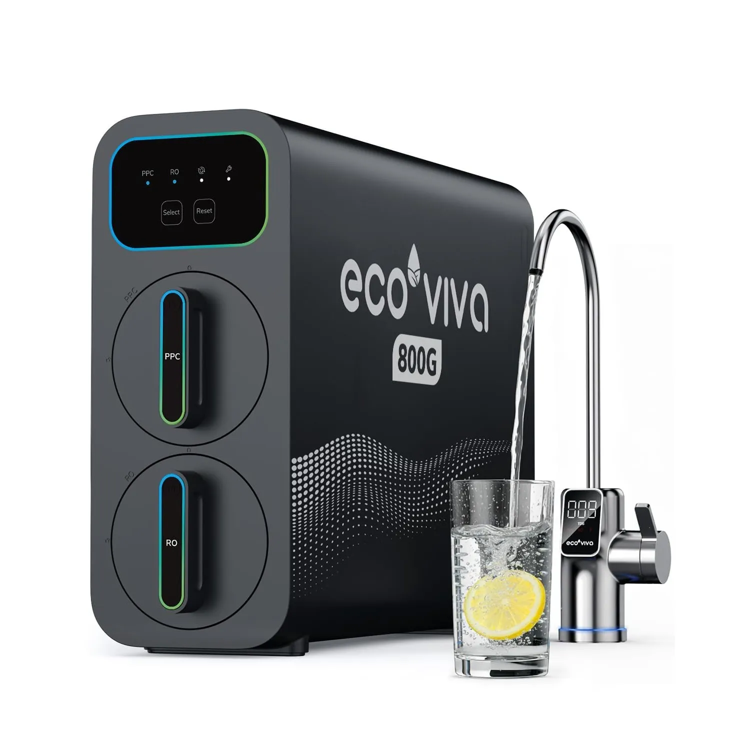 Ecoviva E8 Osmoseanlage Trinkwasser, 800 GPD (3028 L/Tag) Umkehrosmoseanlage, 9-stufige Filterung RO Untertisch Osmose …