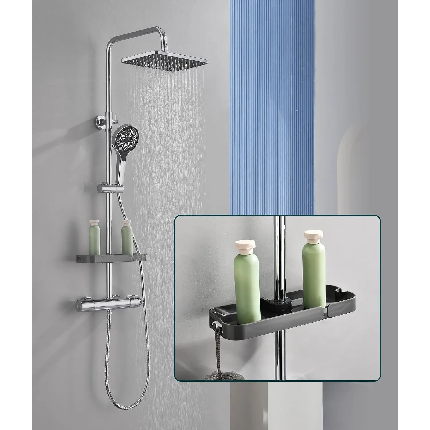 Duschsystem Mit Thermostat,Duscharmatur Komplettset 360° Drehung Regendusche Mit Armatur,Handbrause Mit Drei SprüHmodi,…
