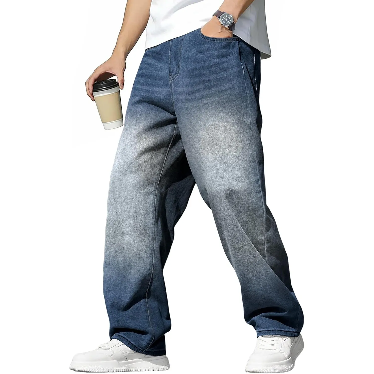 JMIERR Jeans Herren Baggy Weite Jeans Hose Herren Stretch Vintage Y2K Hip Hop Denim Hosen Loose Fit Streetwear Freizeit…