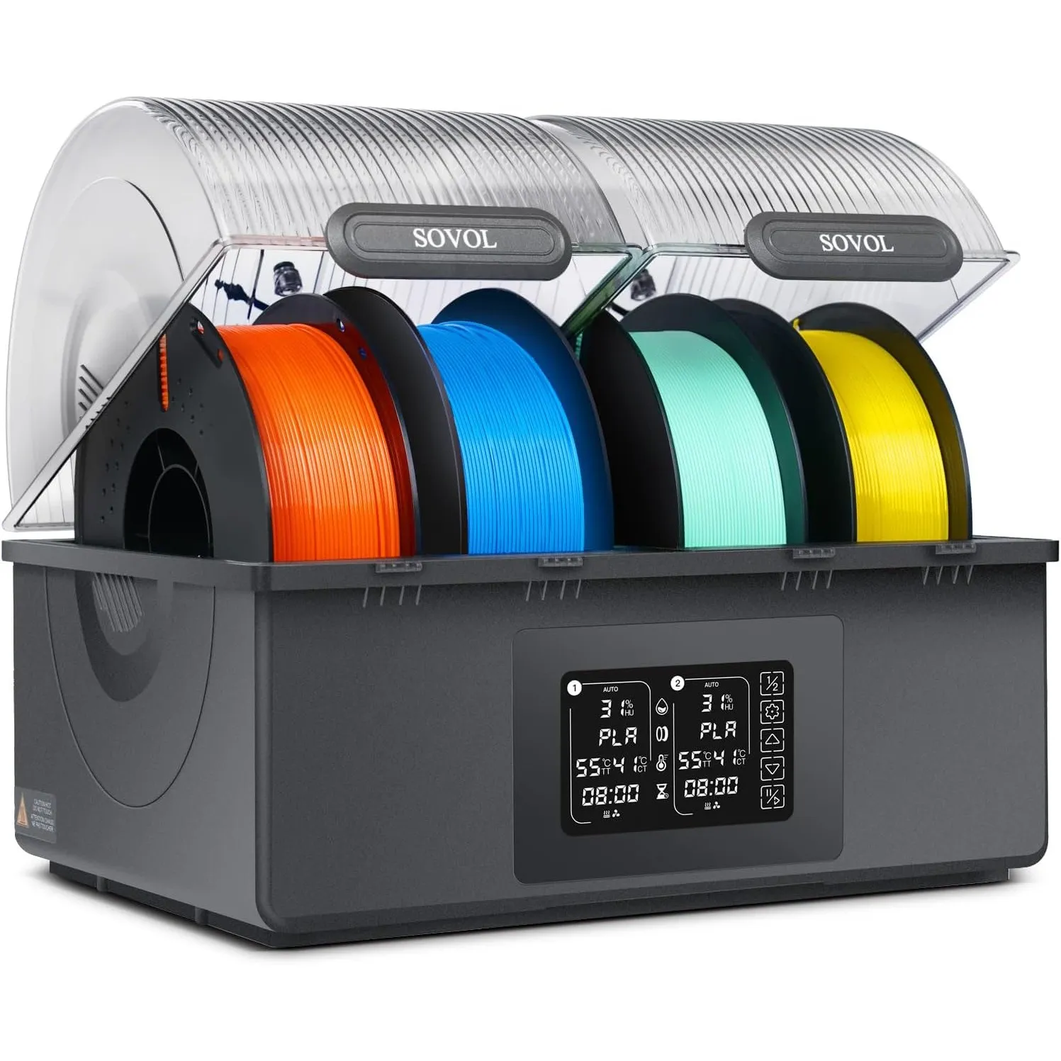 Sovol SH03 Filament Trockner 4-Spulen 2026, 85℃ Max 3D Drucker Filament Dryer Box, Upgraded Umwälzventilatoren/Auto Feu…