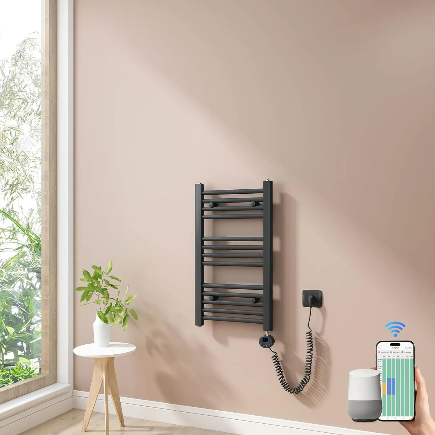 Heilmetz Smart WiFi Badheizkörper Elektrisch 70x40cm Elektrischer Handtuchtrockner mit Thermostat und Timer-Funktion Ge…