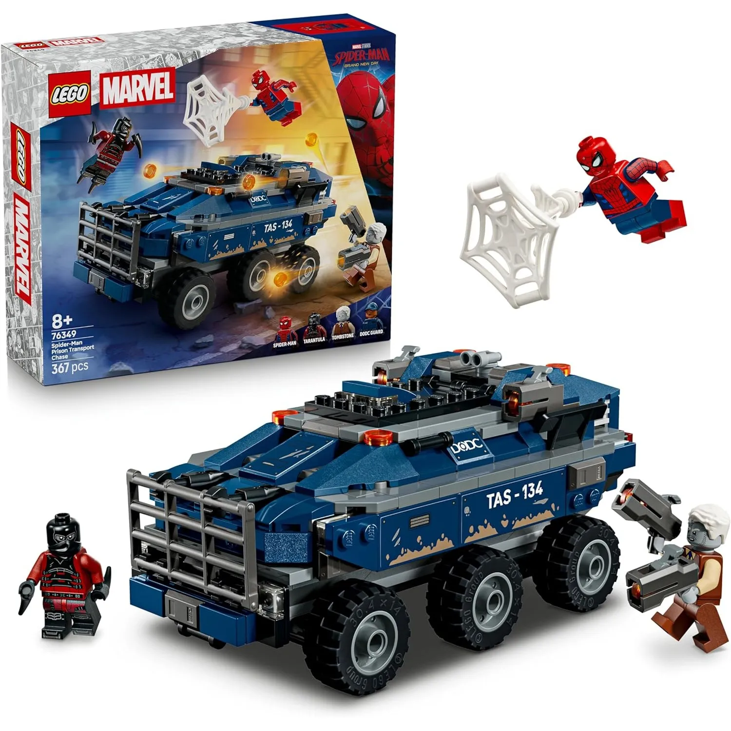 LEGO | Marvel Spider-Man Jagt den Gefängnistransporter - Superhelden Spielzeug mit gepanzertem Fahrzeug und 4 Minifigur…