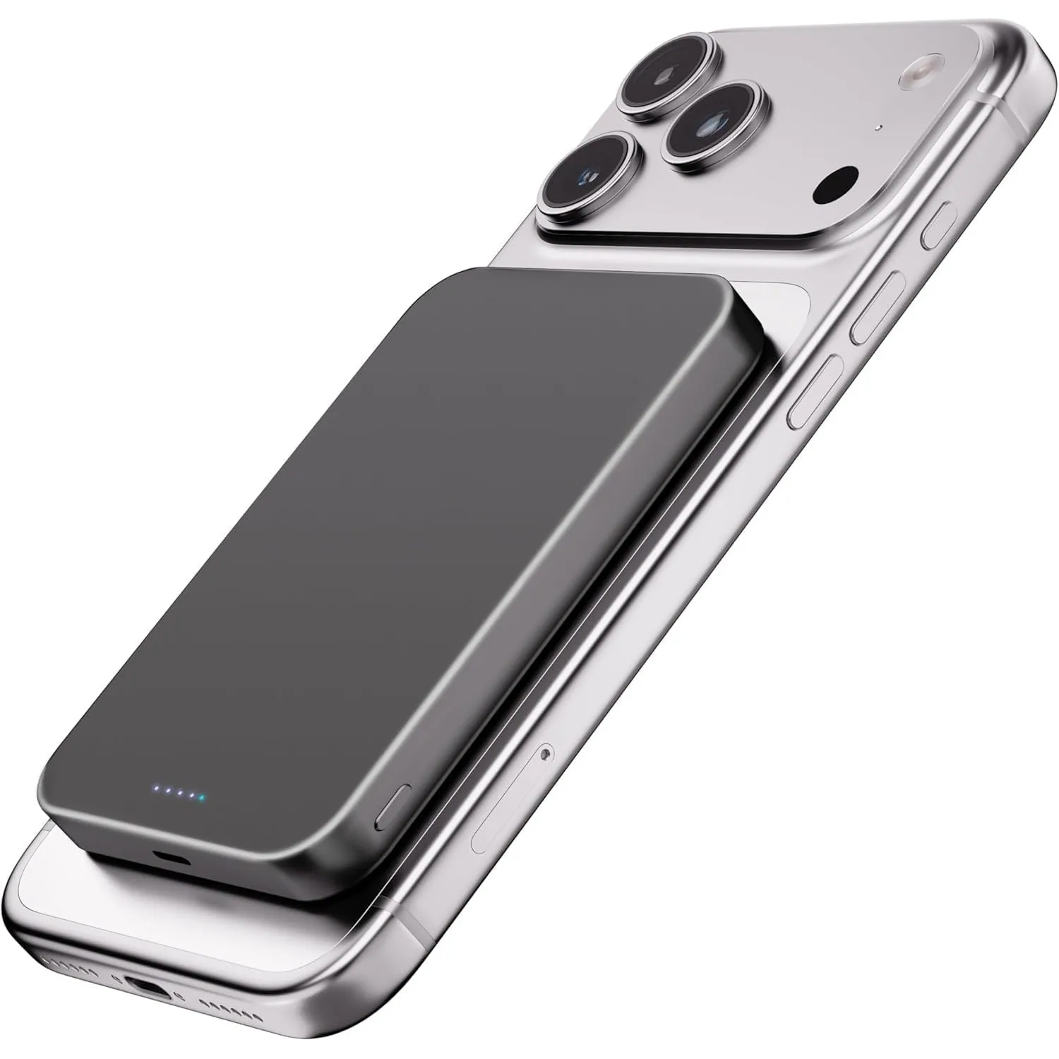 Kstime Magnetische Powerbank, 10000 mAh, 14 mm, ultradünnes Titan-Design, PD20W, kabelloses tragbares Ladegerät mit USB…