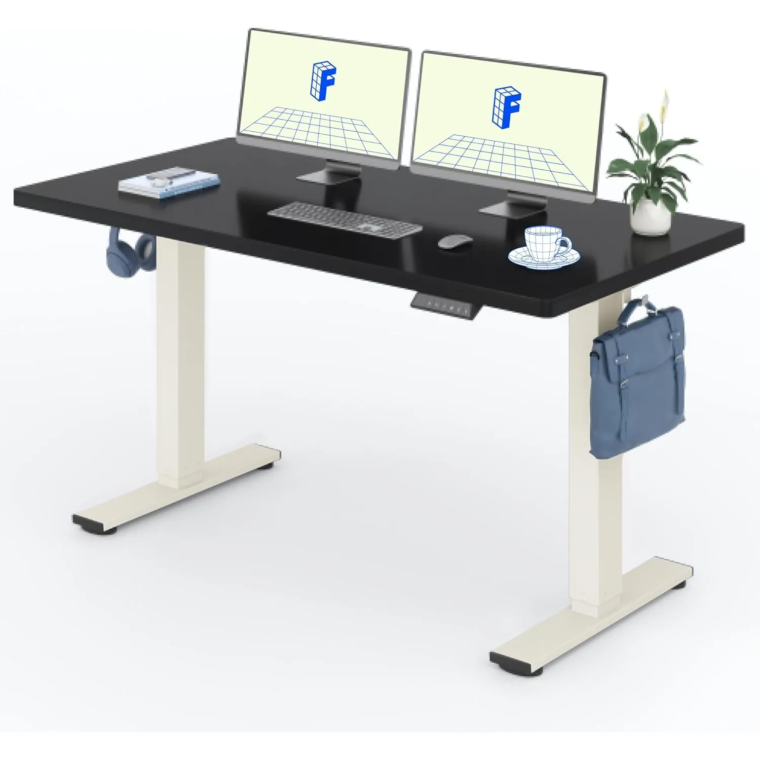 FLEXISPOT Höhenverstellbarer Schreibtisch Basic 160x80cm | mit Haken und 25mm EINTEILIGER Tischplatte, ergonomischer Sc…
