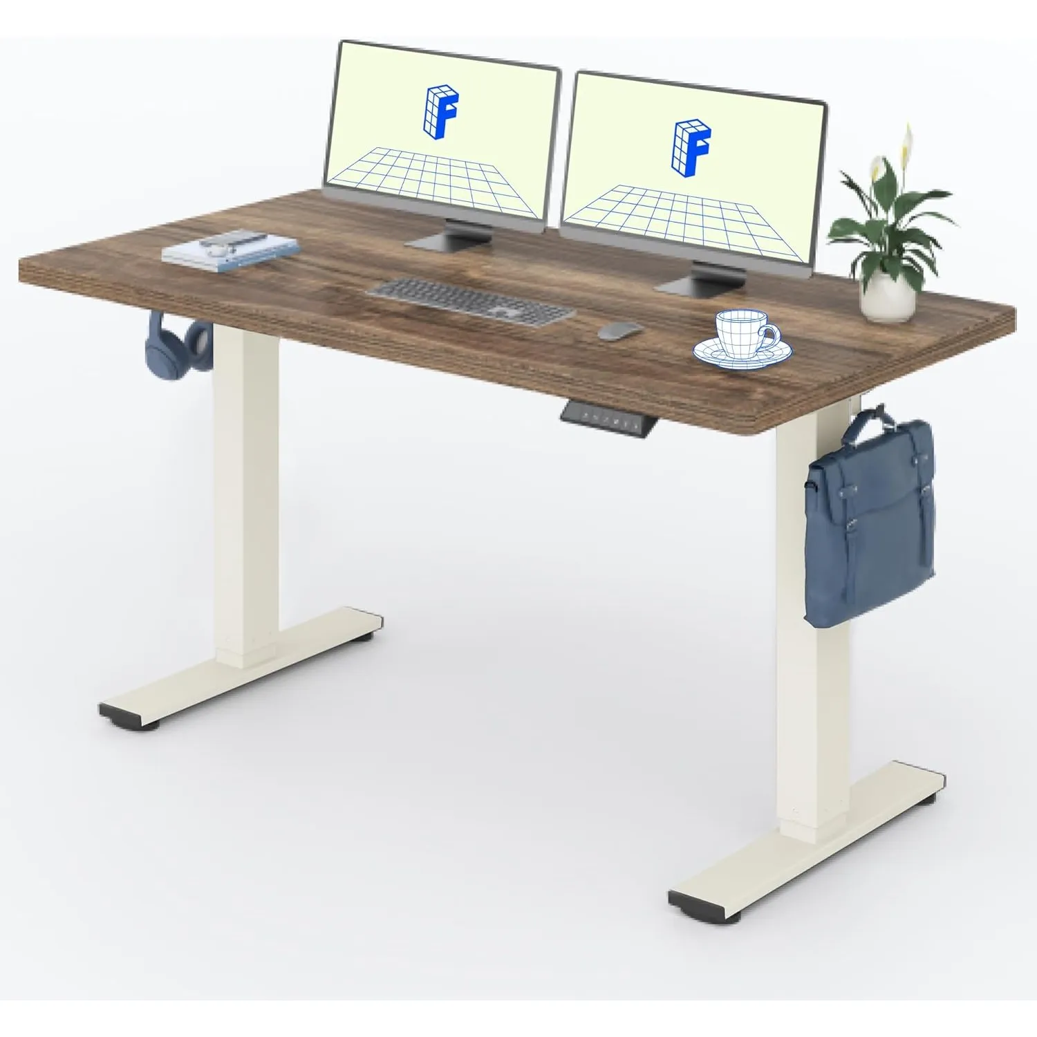 FLEXISPOT Höhenverstellbarer Schreibtisch Basic 140x80cm | mit Haken und 25mm EINTEILIGER Tischplatte, ergonomischer Sc…