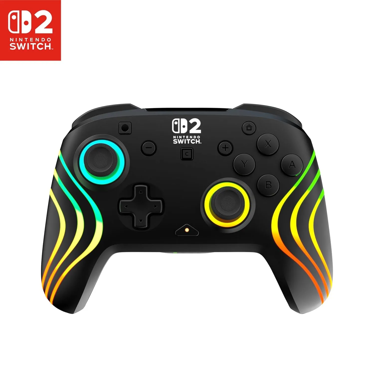 Turtle Beach Afterglow Wave Schwarz Kabelloser RGB-Gaming-Controller offiziell lizenziert für Nintendo Switch 2
