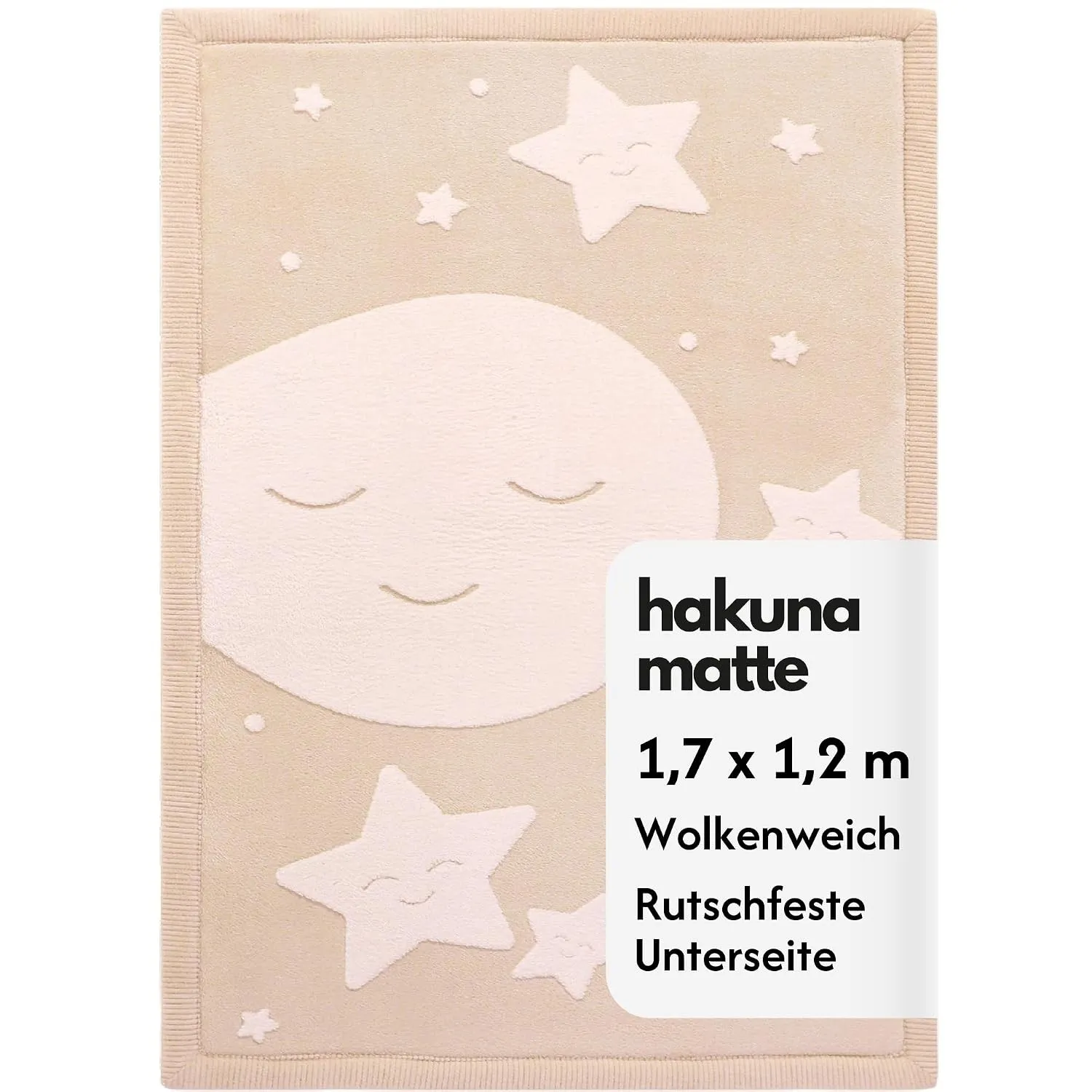 Wolkenweiche Spielmatte Baby 170x120x2,5cm, 3D mond &Sterne, Tatami Matte