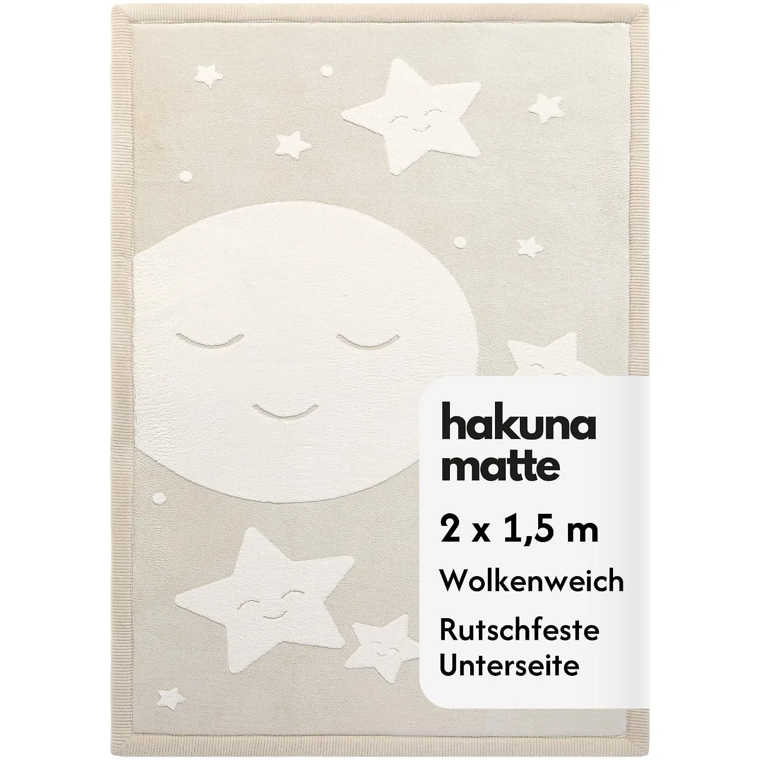Wolkenweiche Spielmatte Baby 200x150x2,5cm, 3D mond&Sterne, Tatami Matte