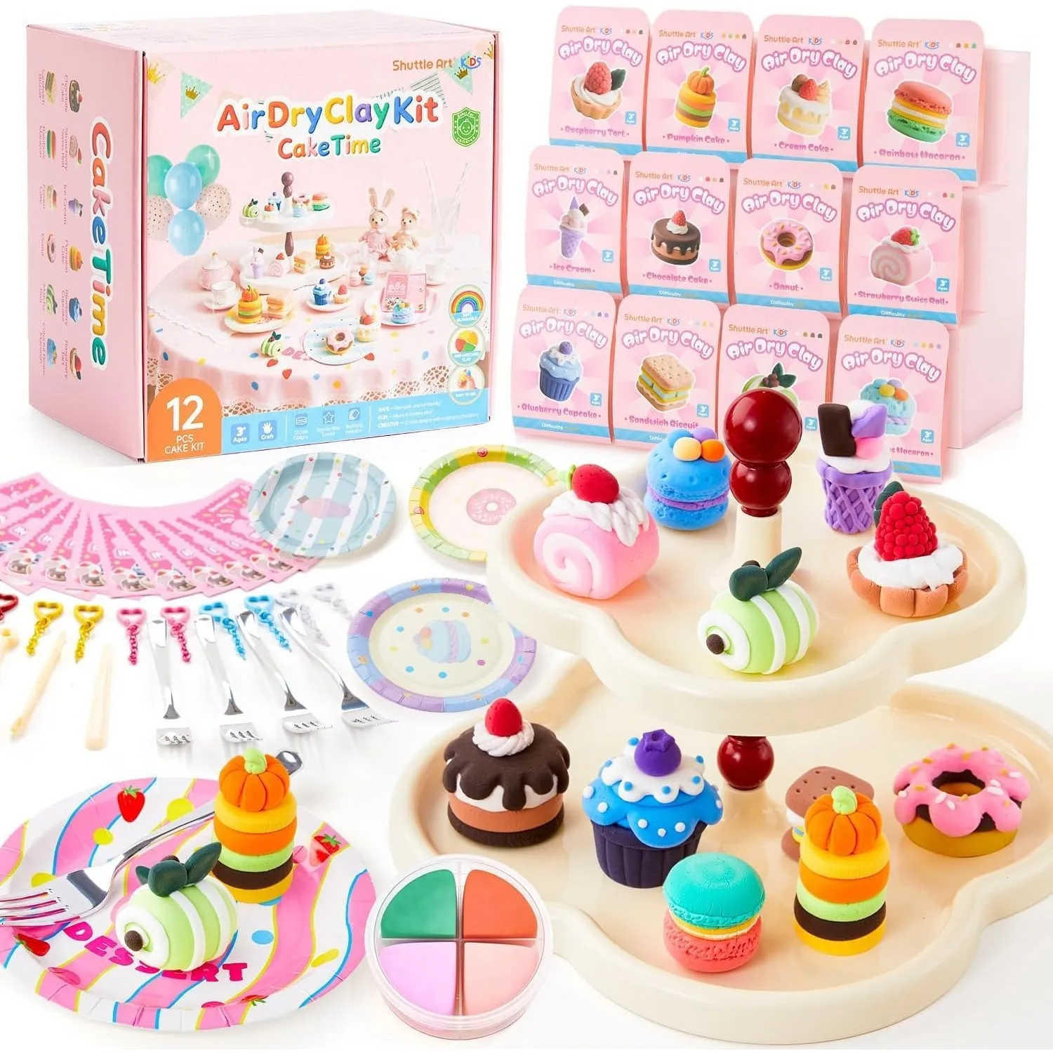 Shuttle Art Modelliermasse lufttrocknend Dessert-Serie, 52 Air Dry Clay Set