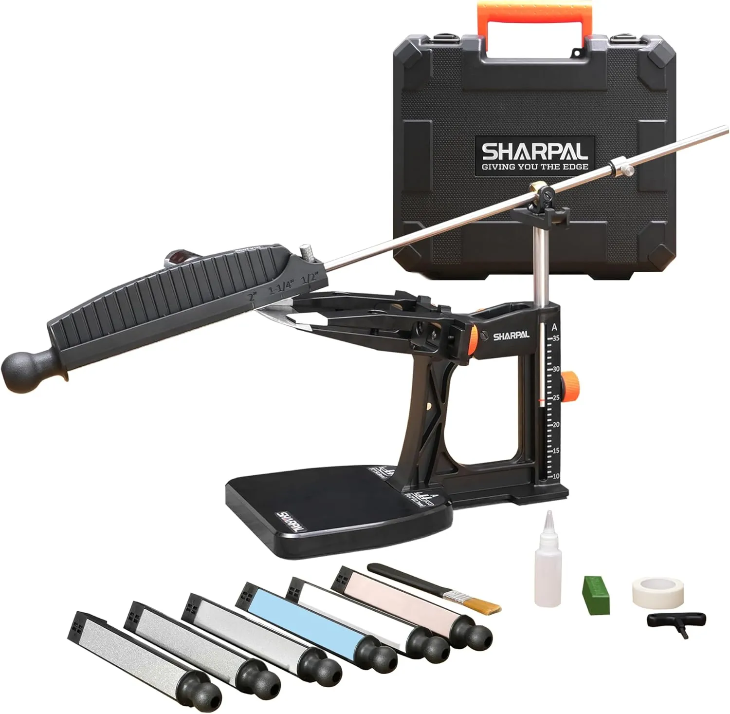 SHARPAL 202H Präzisions-Messerschärfsystem – Einstellbarer Winkel 10–35° Messerschärfer Set mit 7 Schleifsteinen (Diama…