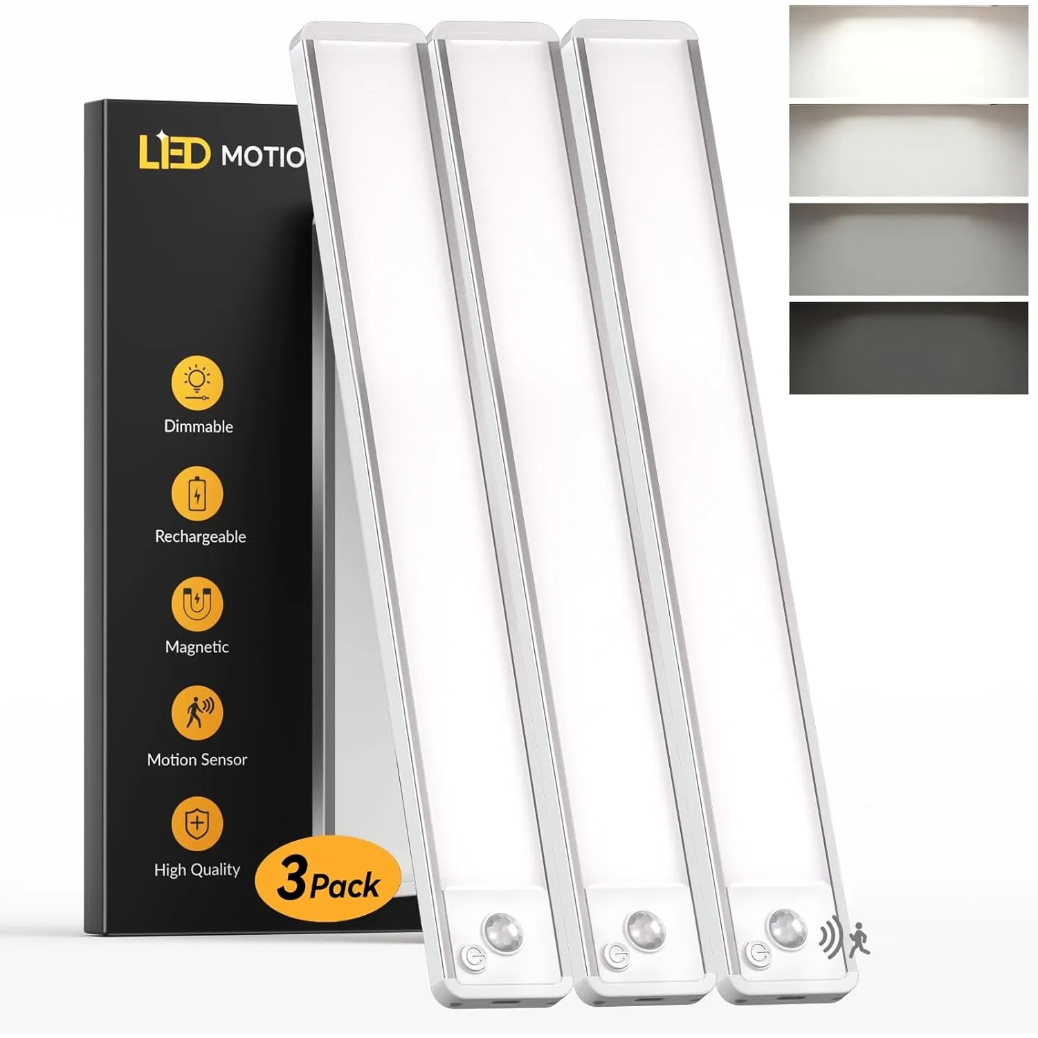 LED Schranklicht mit Bewegungsmelder 40CM, 2500mAh Lange Laufzeit, 3 Stück
