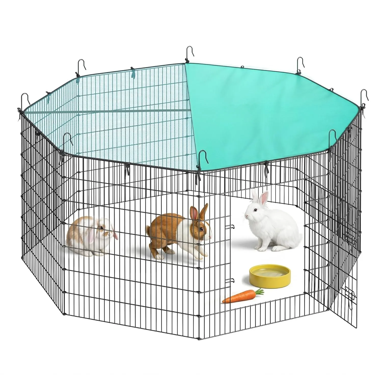 SONGMICS Kleintiergehege, Freilaufgehege mit Abdeckung, Gehege, atmungsaktiv, Sonnenschutz, für Kaninchen, Meerschweinc…