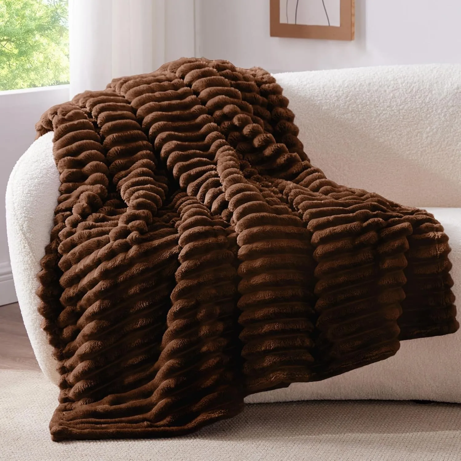 BEDELITE Kuscheldecke Flauschig Deko Decke für Couch, Dunkelbraun, 150x200 | Flanell Fleecedecke, Cord Überwurf für Woh…