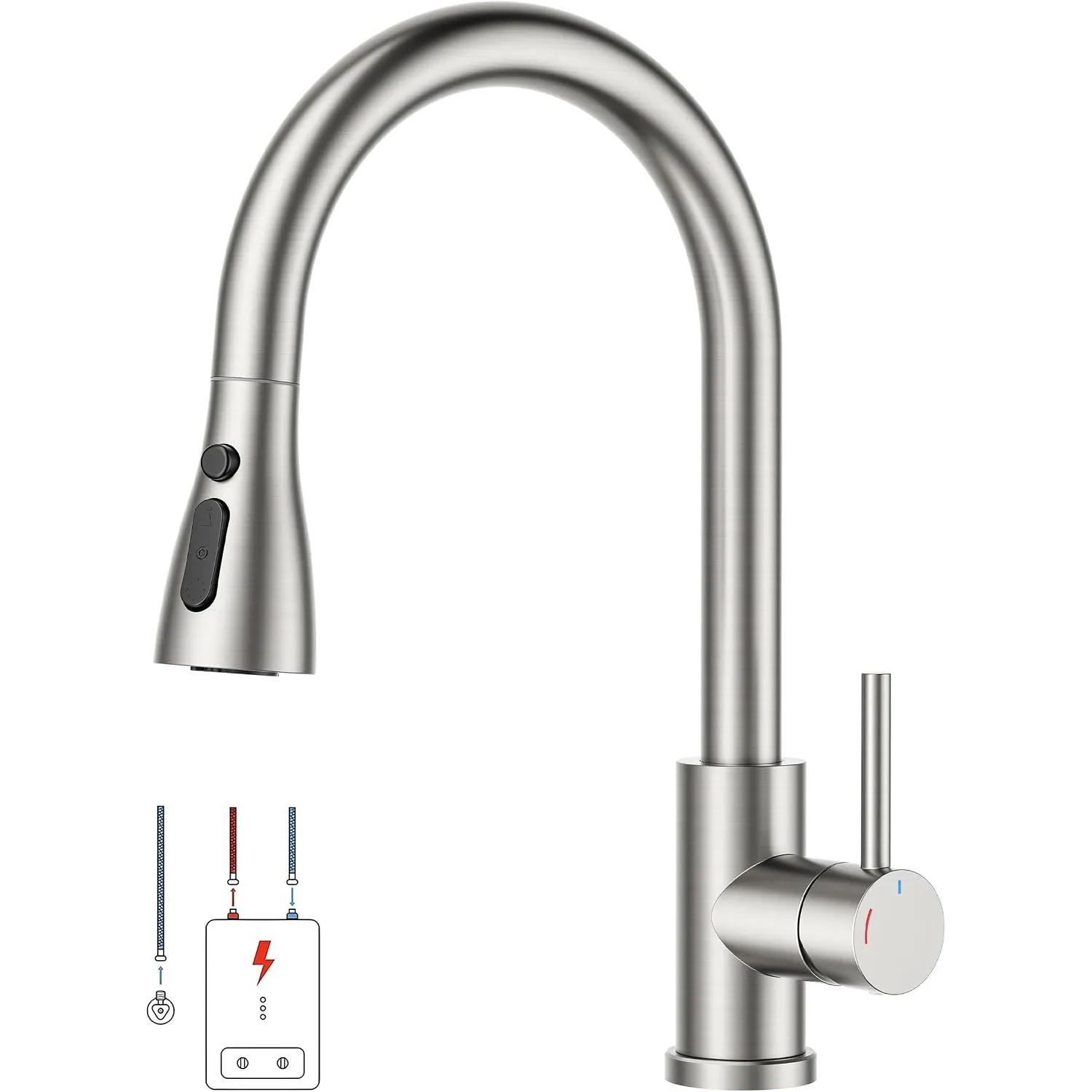 FORIOUS Wasserhahn Küche, Küchenarmatur mit Herausziehbarer Brause Ausziehbar Armatur, Mischbatterie Spültischarmatur, …
