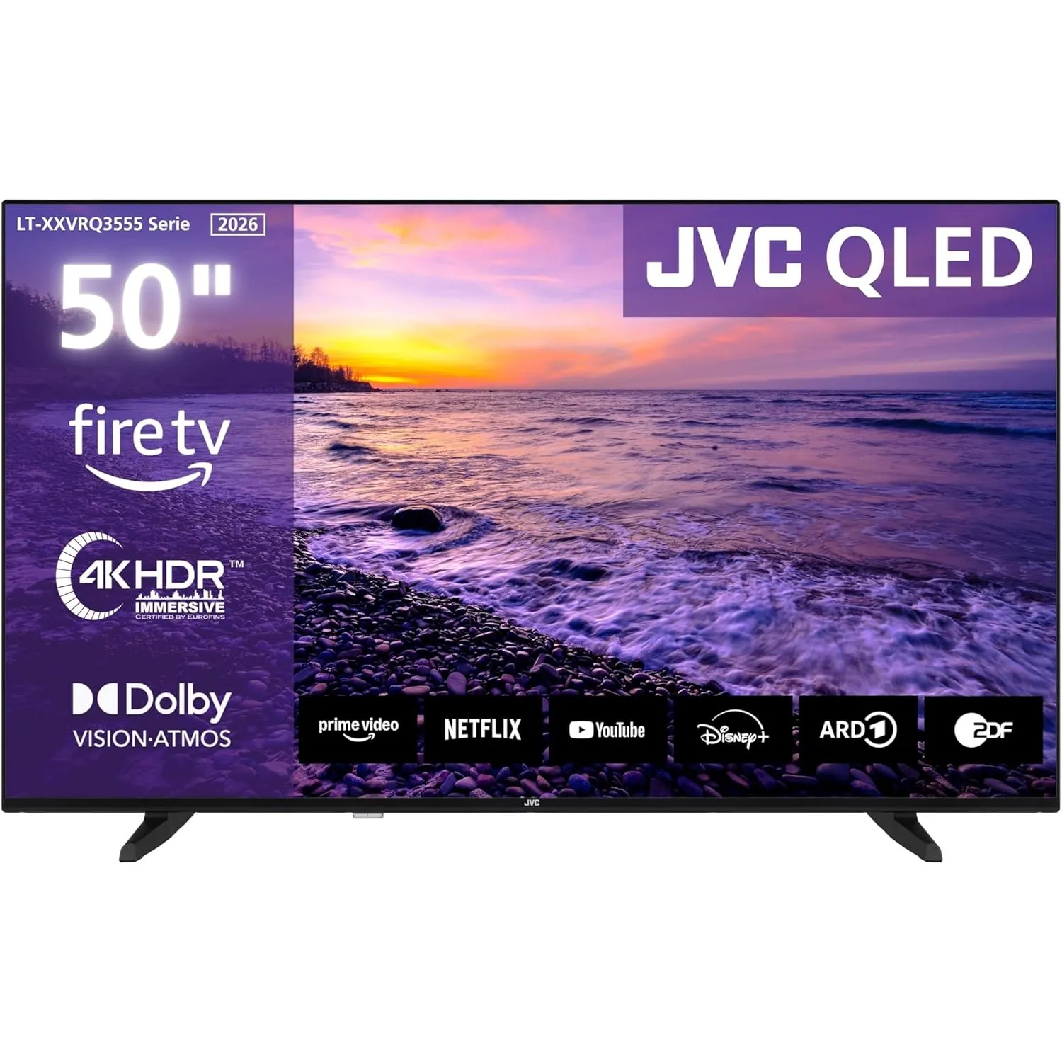JVC LT-50VRQ3555 Fernseher 50 Zoll Fire TV 4K QLED Smart TV mit Dolby Vision HDR, Dolby Atmos, Alexa Sprachsteuerung, A…