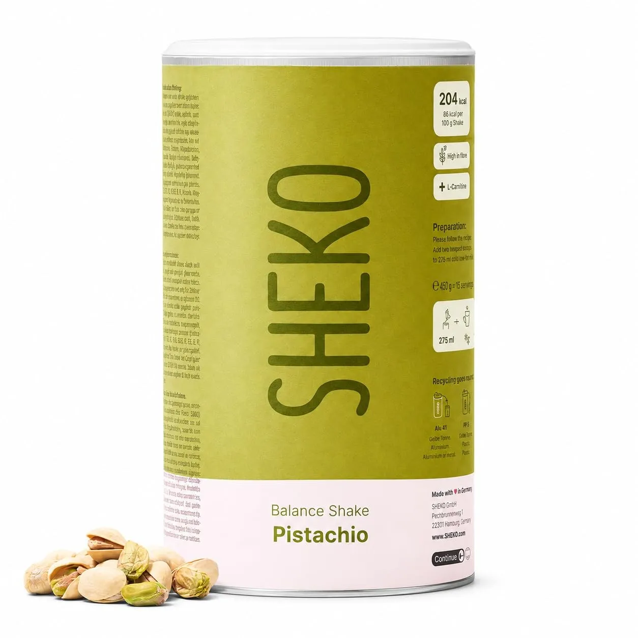 SHEKO Balance Shake Pistazie – Mahlzeitersatz & Abnehmshake – 378 g