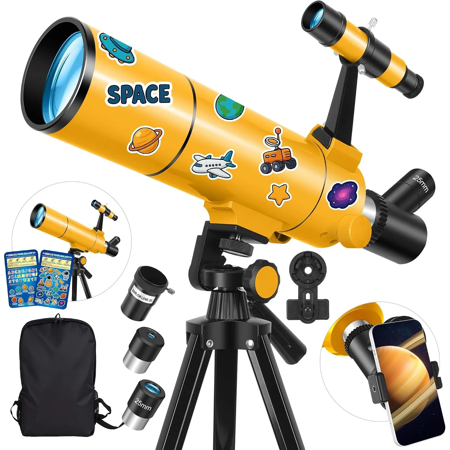 Teleskop Astronomie Profi für Erwachsene & Kinder, 80mm Öffnung 500 mm Astronomisches Refraktor Teleskop für Anfänger, …