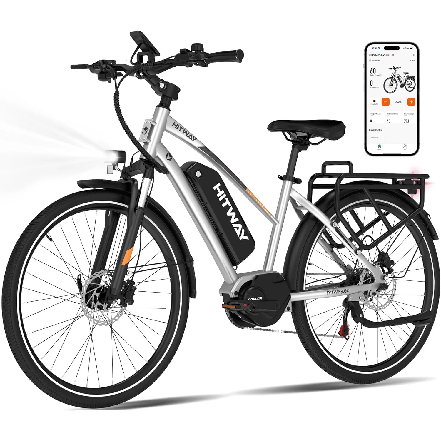 HITWAY 27,5"/28" E-Bike mit Hinterradmotor/Mittelmotor, 250W, 36V 13Ah Akku, bis zu 180 km Reichweite, 7-Gang, Pedelec …