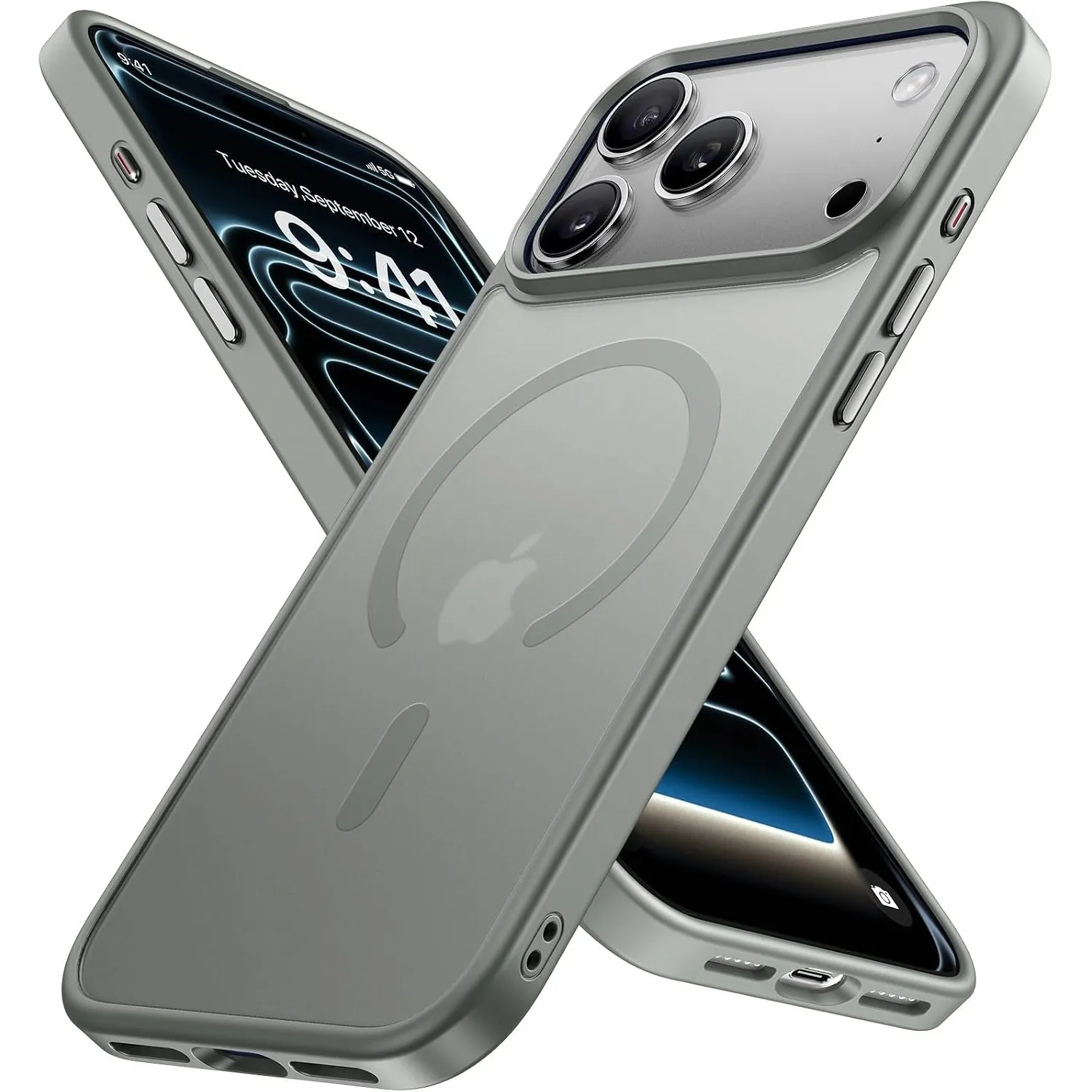 Miracase für iPhone 17 Pro Hülle mit Magsafe TOP MIL, Grau