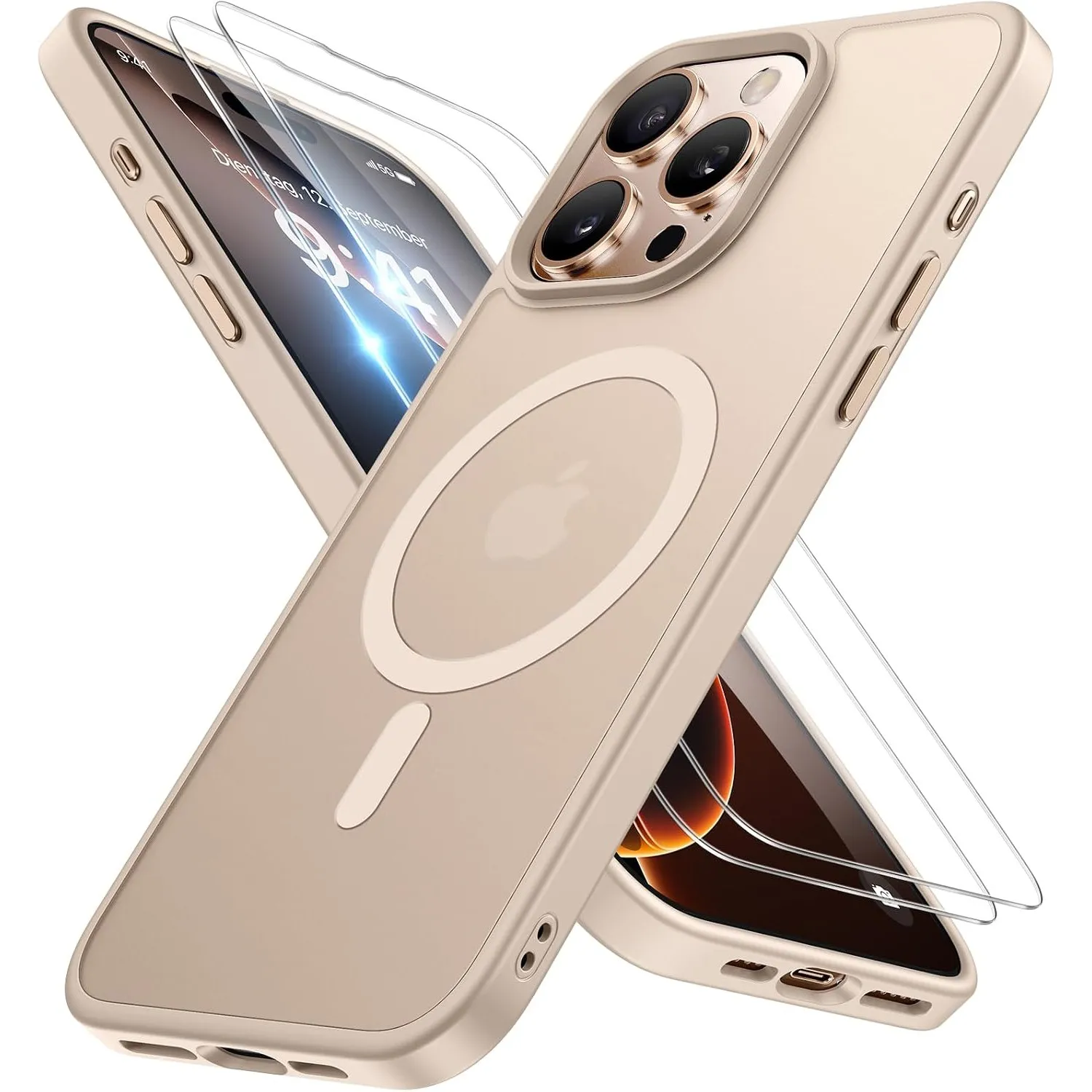 Miracase für iPhone 16 Pro Max Hülle mit Magsafe &Panzerglas, Wüstensand