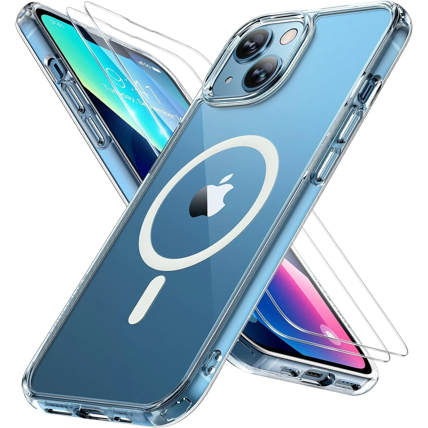 Miracase für iPhone 13 Hülle mit Magsafe & 2 9H+ Panzerglas, Klar