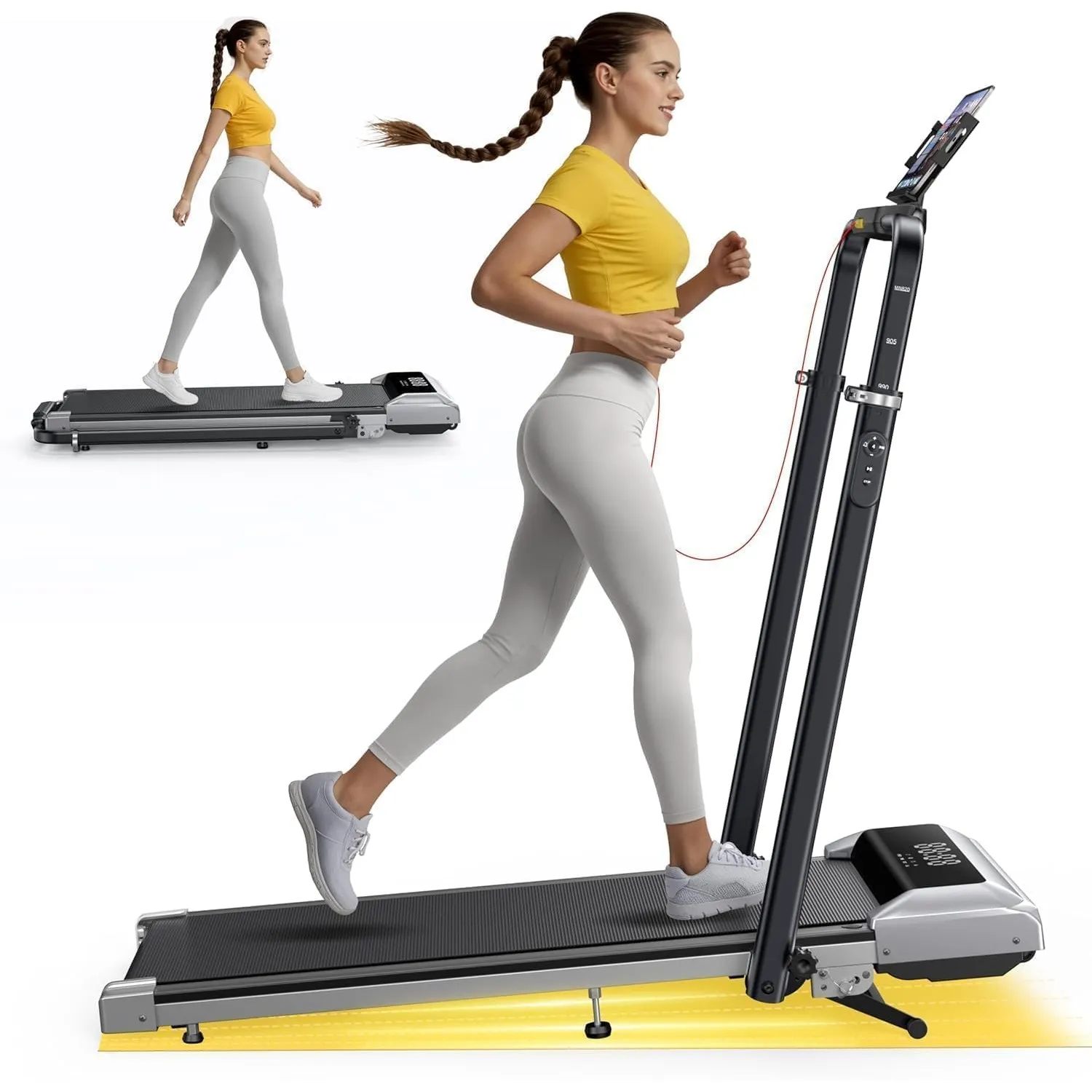 Laufband für Zuhause mit 12% Steigung, 12km/h, 6 in 1 Walking Pad, Klappbar Laufband mit 1150MM Einziehbares Steigrohr,…