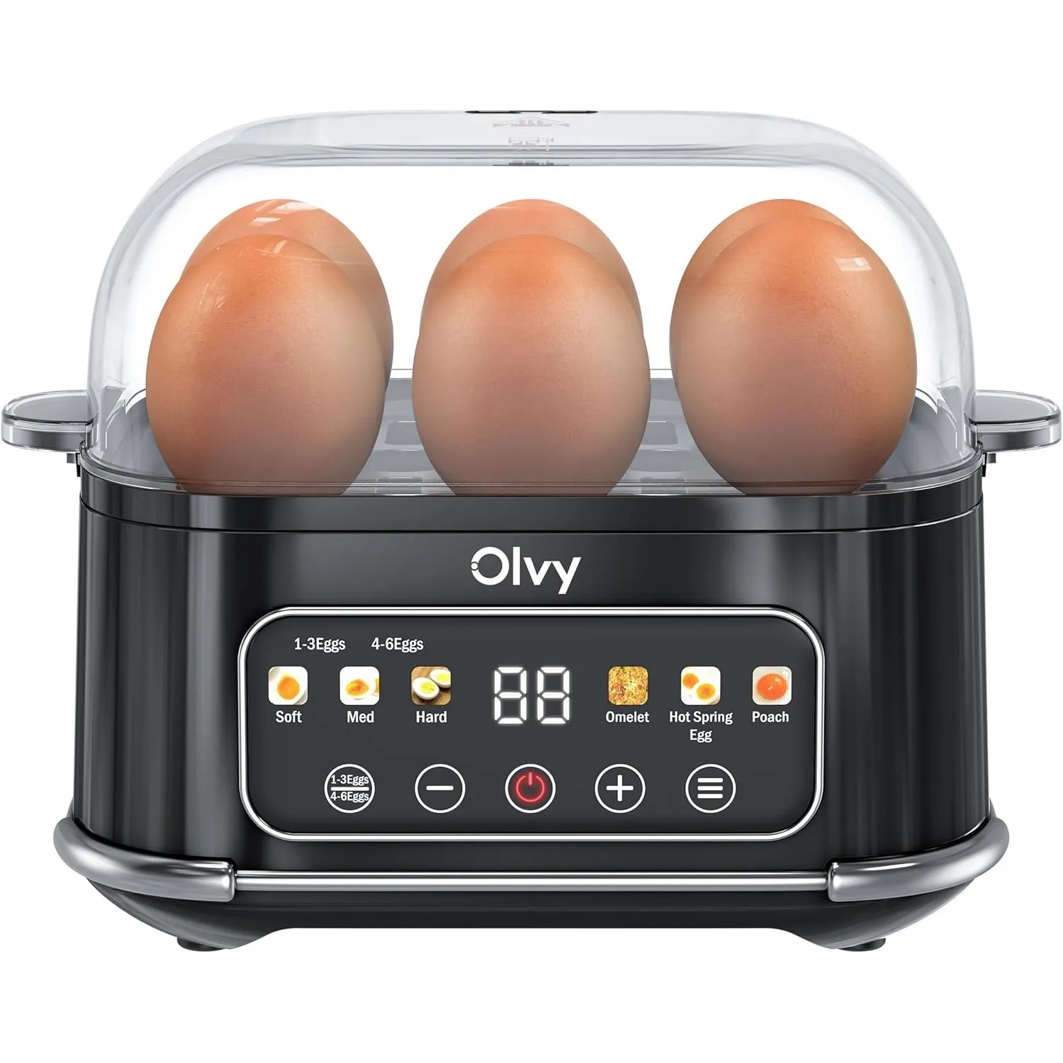 Olvy Elektrischer Eierkocher LCD Timer Exakter Härtegrad