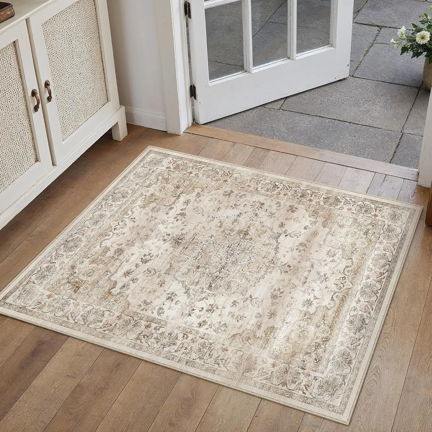 PureCozy FußMatte Beige Waschbarer Teppich 60x90cm klein im Eingangsbereich