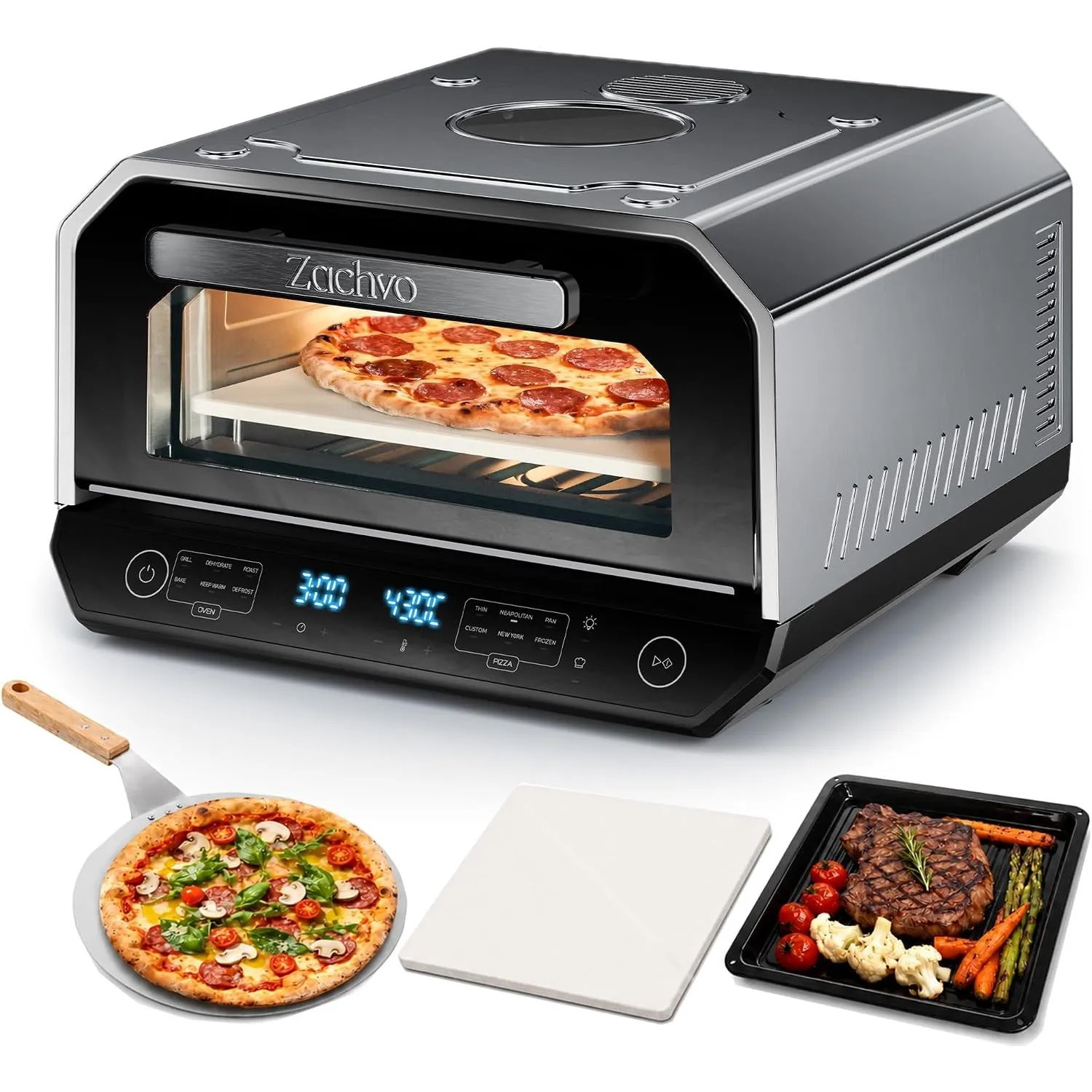 Elektrischer Pizzaofen 450 °C mit Sichtfenster & Innenbeleuchtung