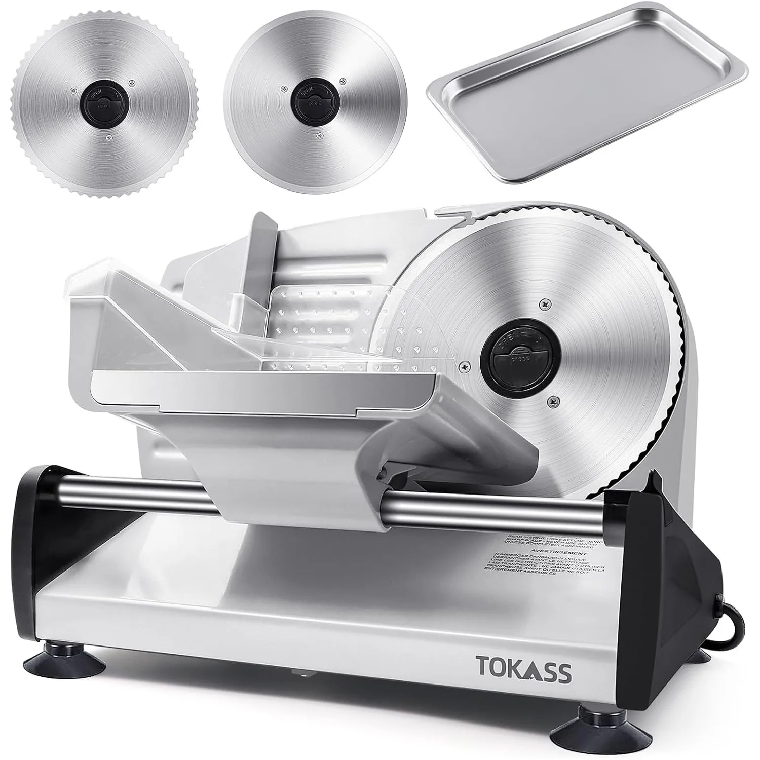 Elektrischer Allesschneider Edelstahl-DC motor 200Watt-Verstellbare Küchenmaschine 0 bis 15mm - 2 Klingen - Wurstschnei…