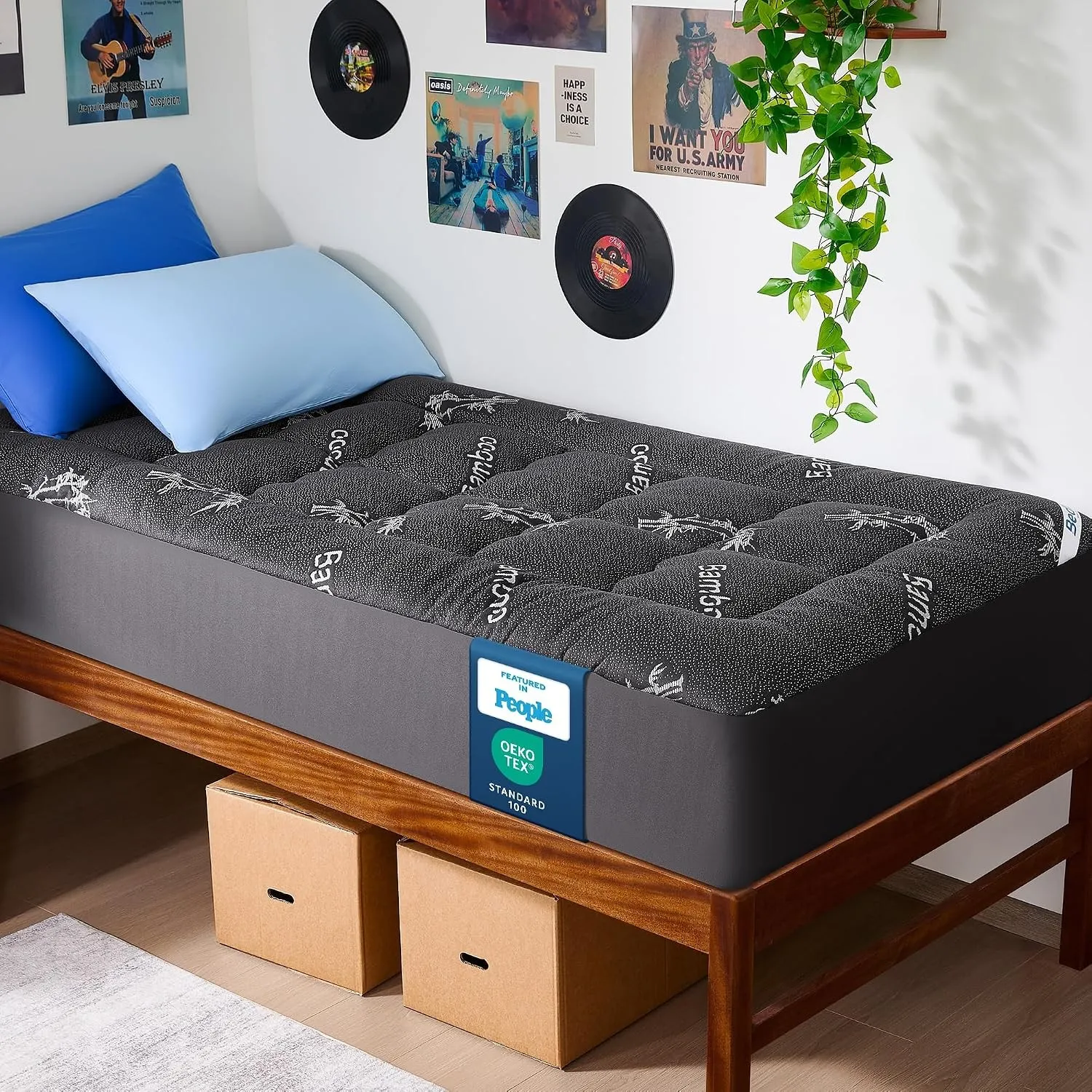 BEDLORE Matratzen Topper 90x200cm Weich, Maschinenwaschbar & Dunkelgrau