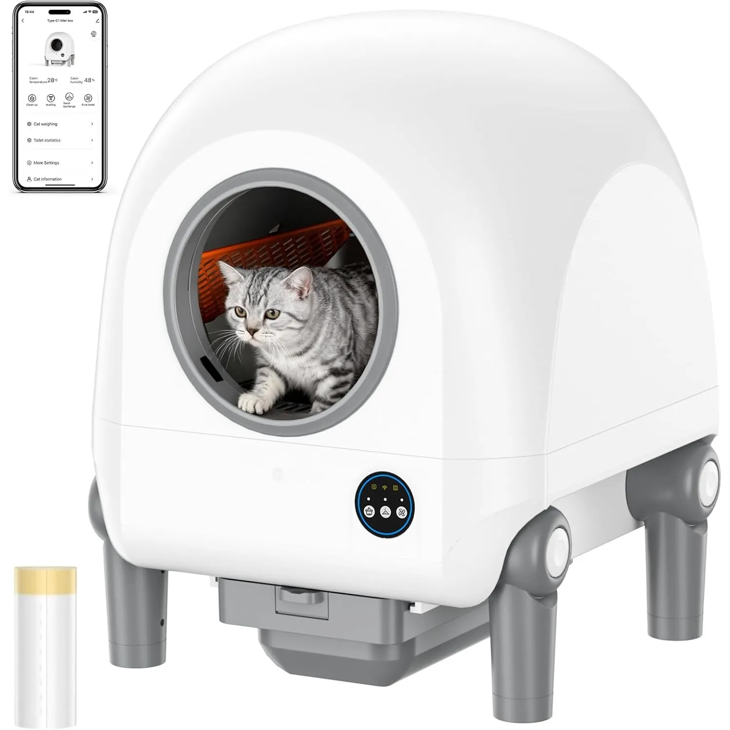 Vxacen Katzenklo Selbstreinigend, 72L Selbstreinigende Katzentoilette | App-Steuerung Katzentoilette Selbstreinigend Ge…