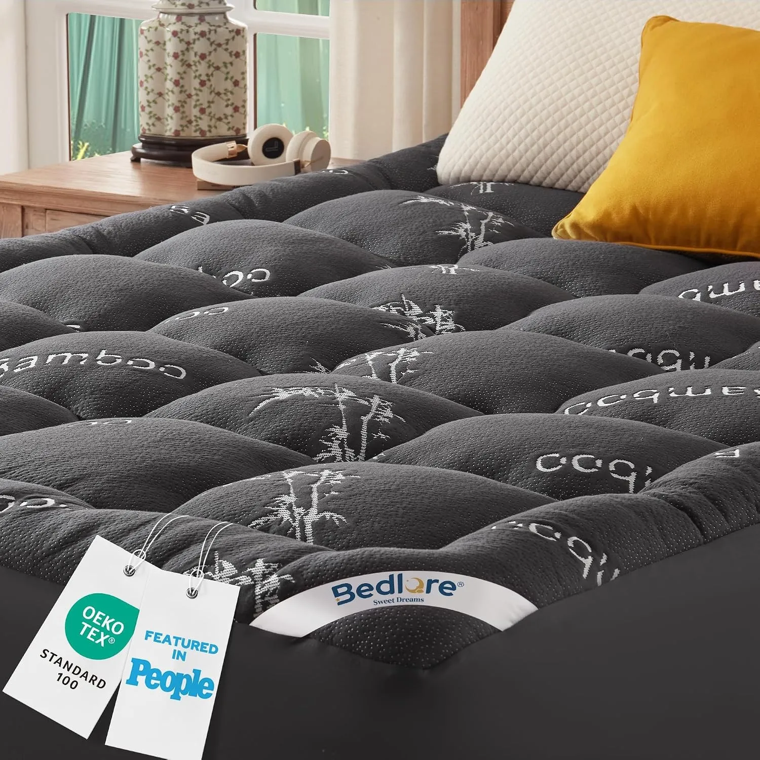 BEDLORE Matratzen Topper 140x200cm, Atmungsaktiv & Bequem Dunkelgrau